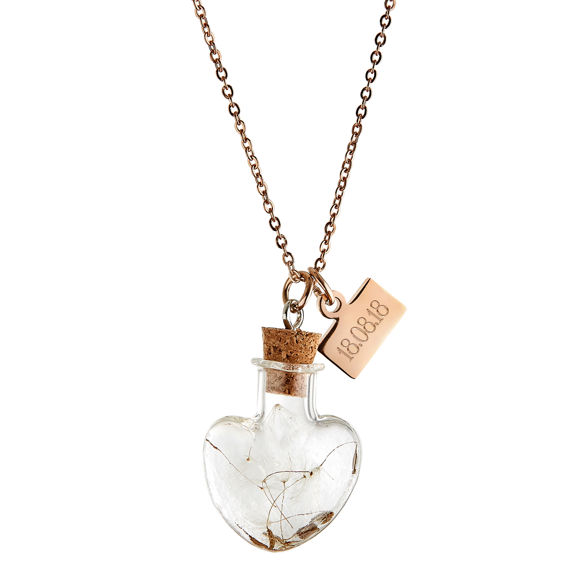 Herz Kettenanhänger Flaschenpost Rosegold - Datum Gravur 4016 - 1