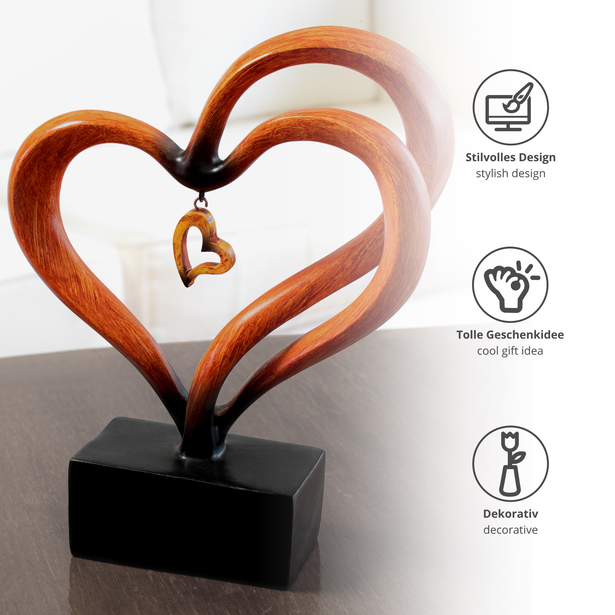 Design Skulptur - Holz-Herz mit Anhängern 0021-0008-EU-0000 - 3