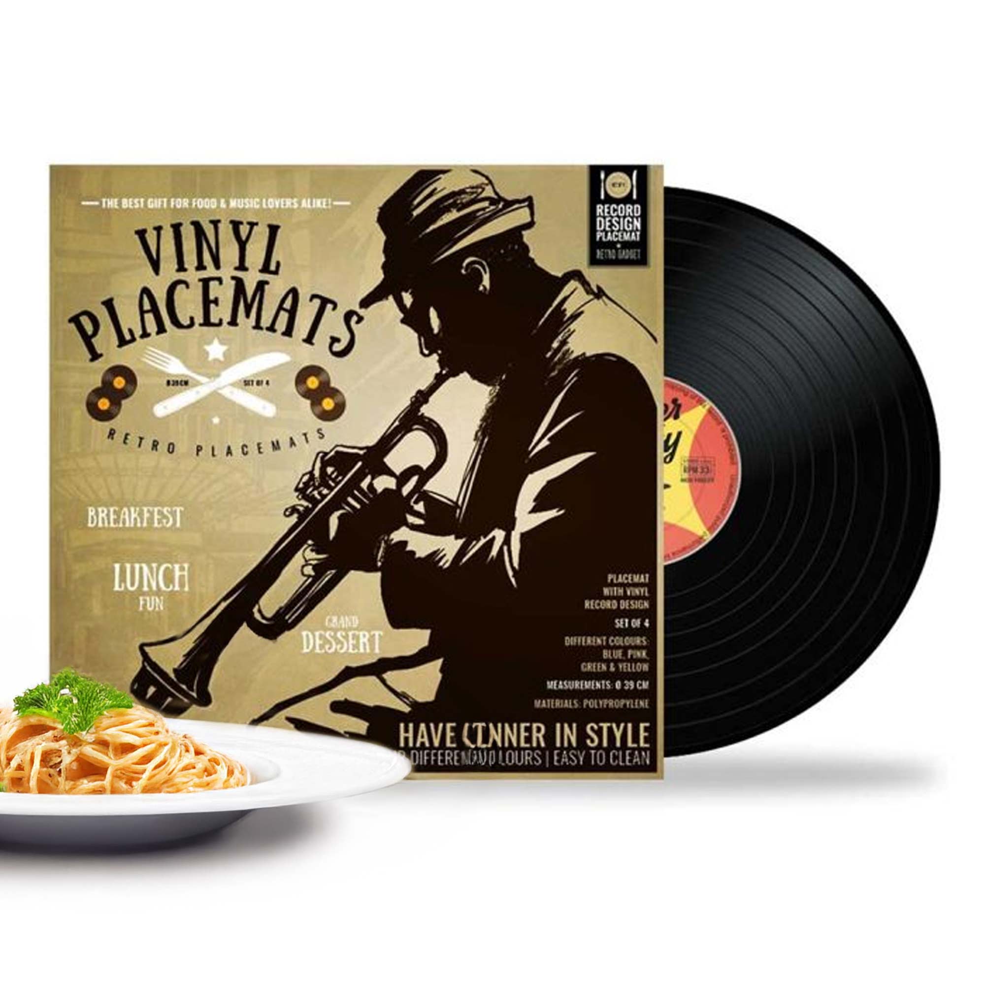 Tischset im Vinyl Schallplatten Look - 4-teilig