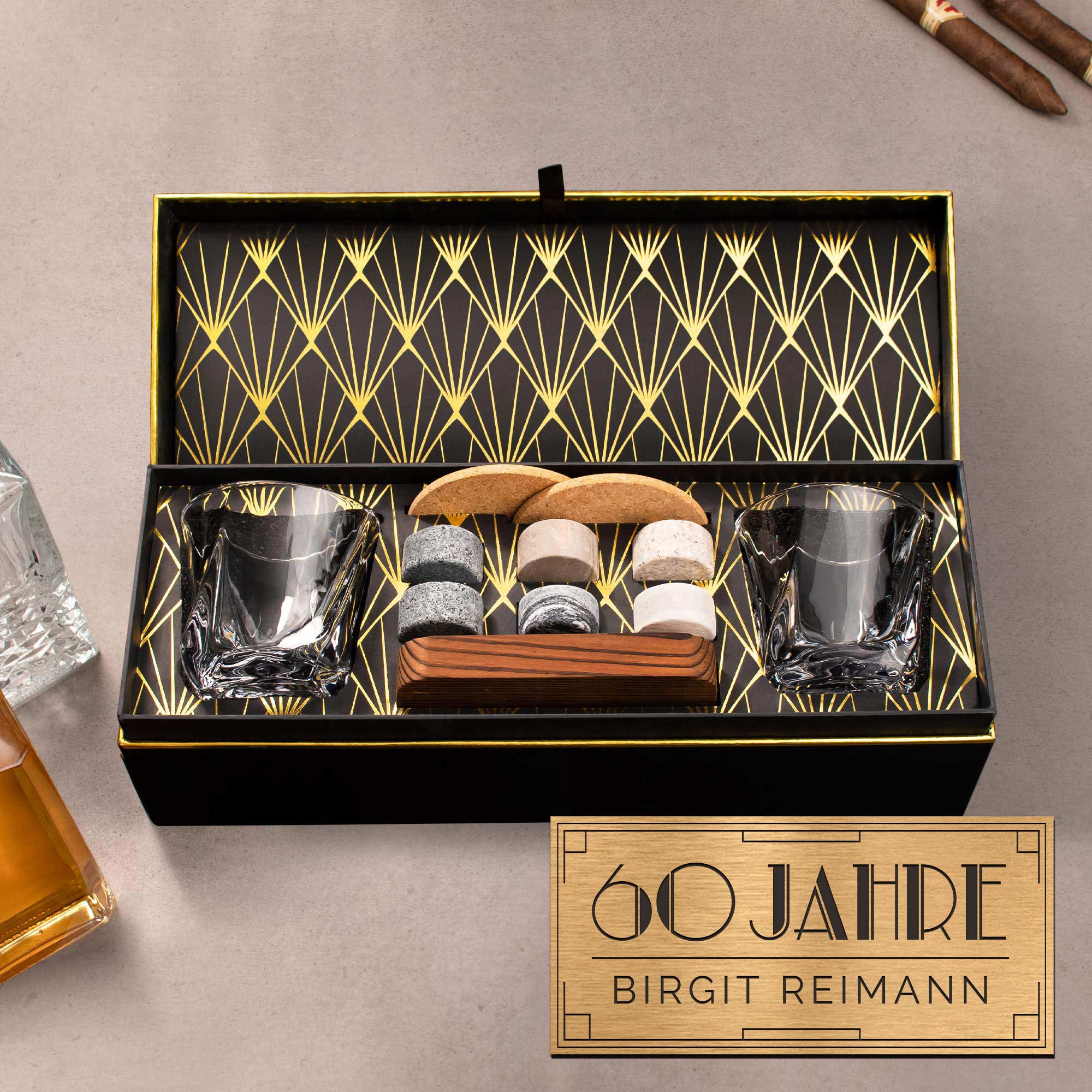 Whisky Geschenkset Deluxe personalisiert zum 60. Geburtstag