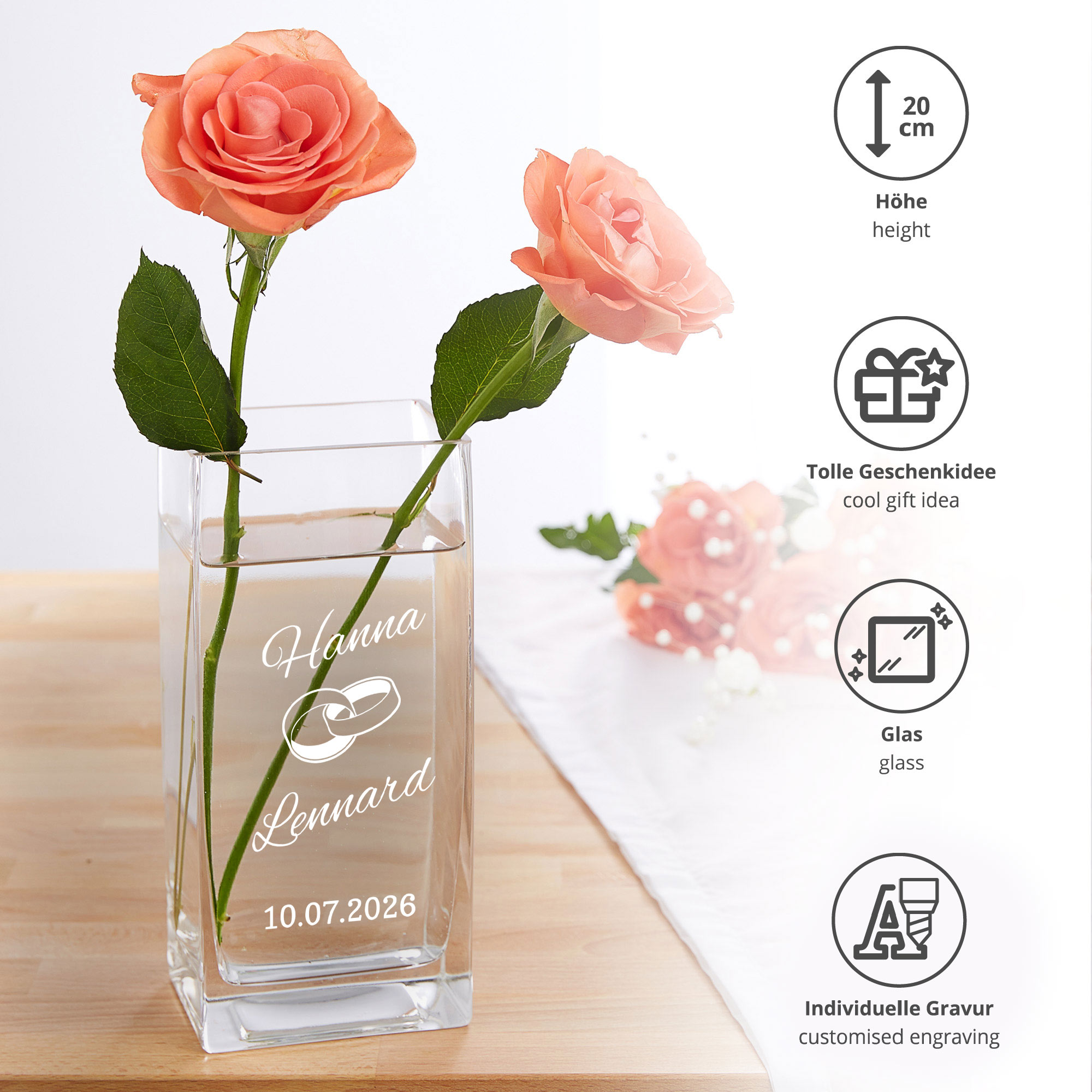 Vase zur Hochzeit - personalisiert