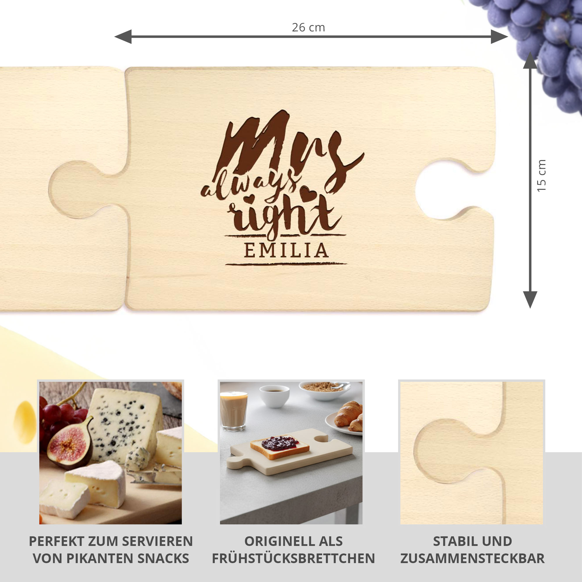 Personalisiertes Puzzle Brettchen Set - Mr & Mrs Right