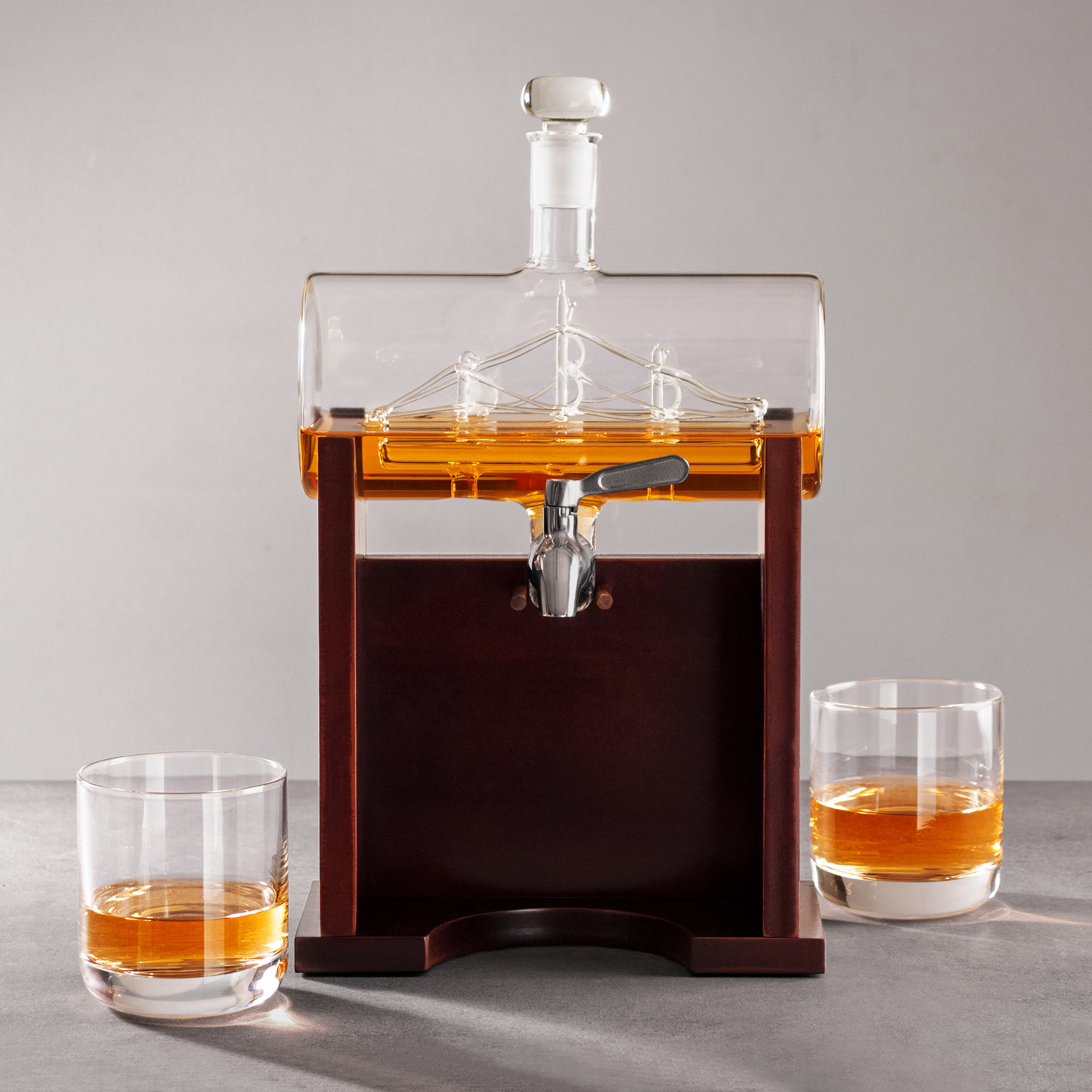 Whisky Set - Fass Karaffe mit 2 Gläsern