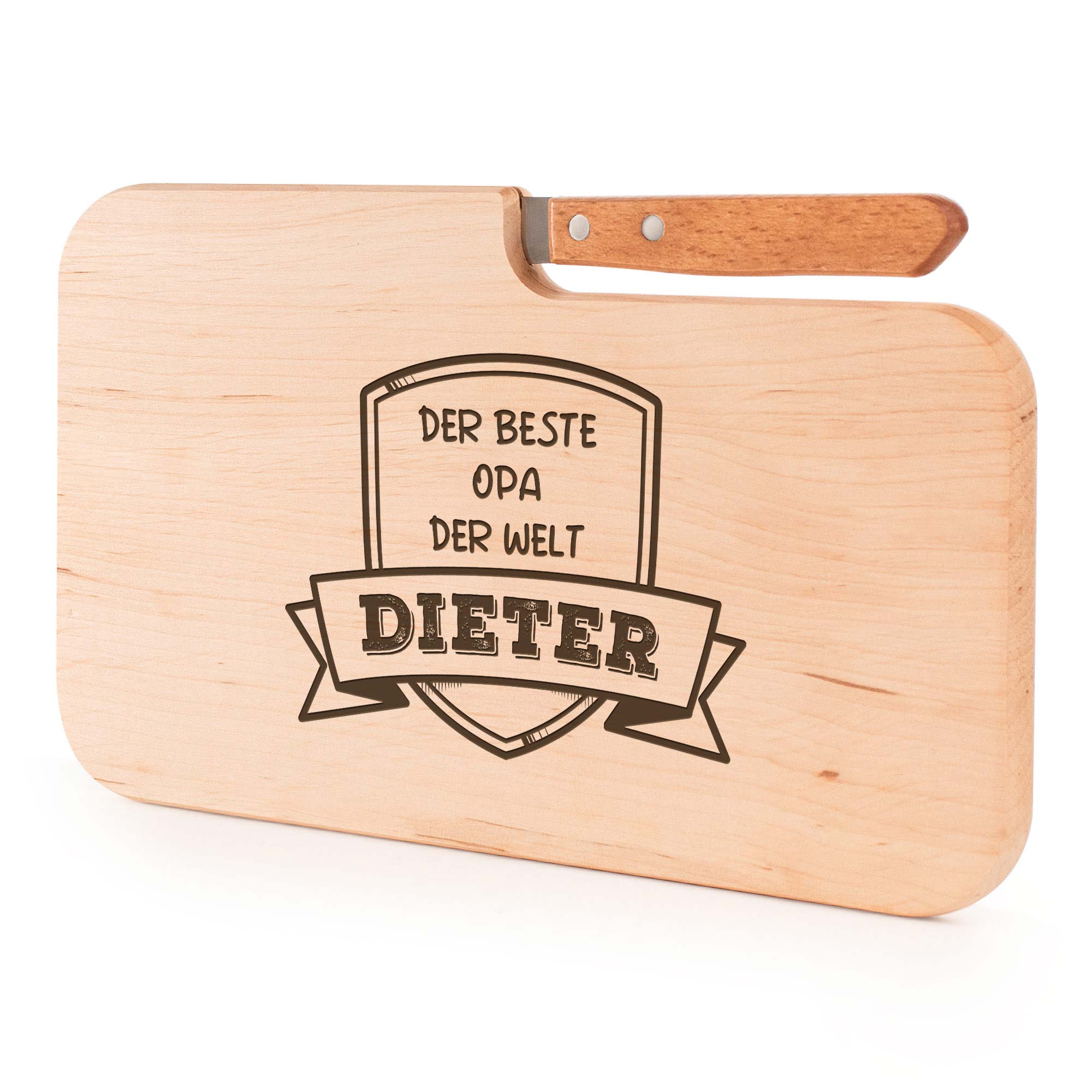 Frühstücksbrett mit Messer für Besten Opa - Name
