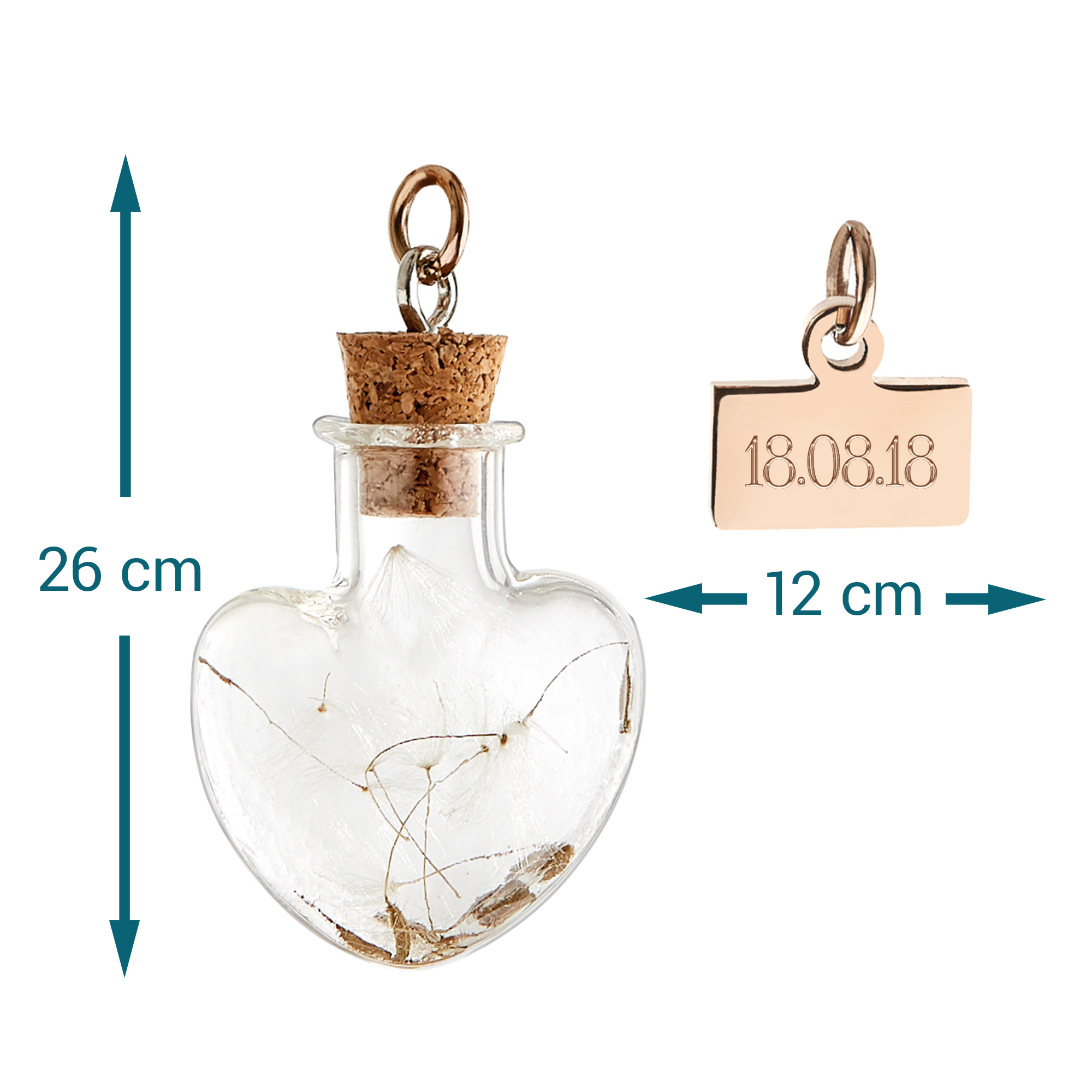 Herz Kettenanhänger Flaschenpost Rosegold - Datum Gravur 4016 - 8