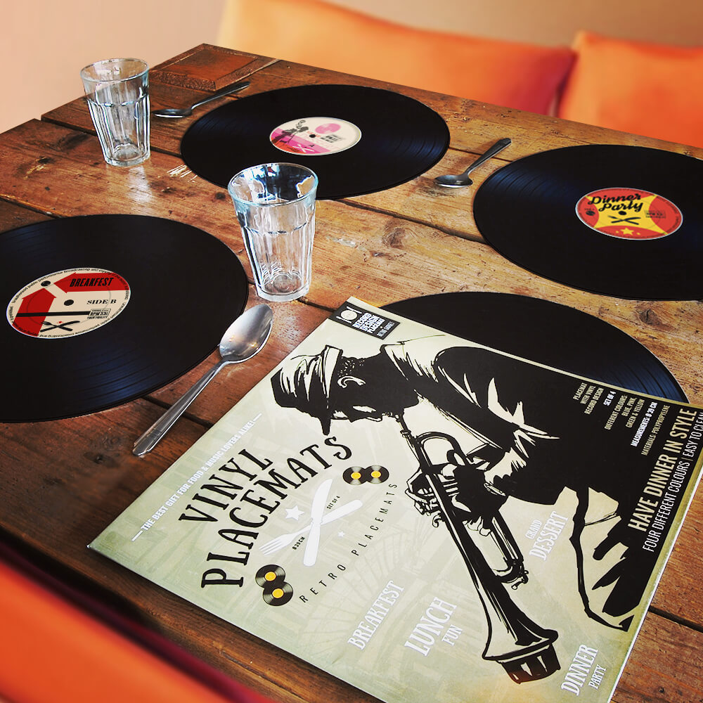 Tischset im Vinyl Schallplatten Look - 4-teilig