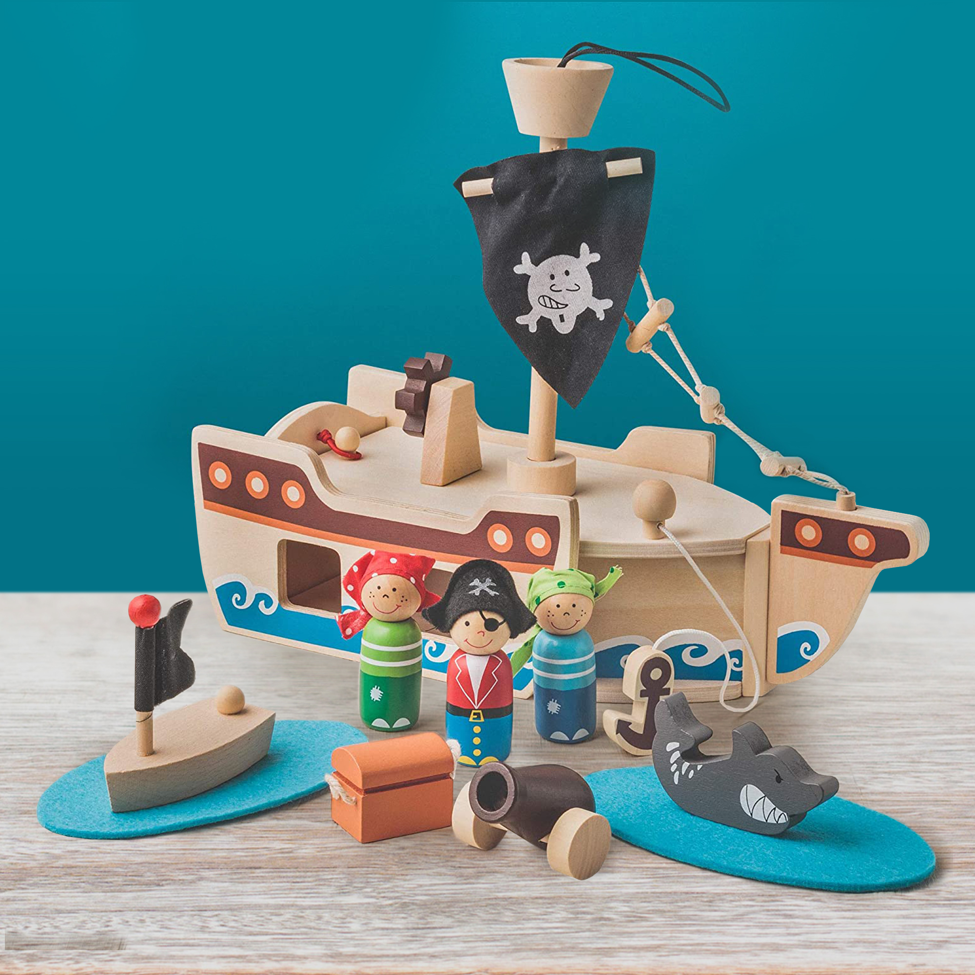 Piratenschiff mit Holzfiguren 2090-MZ