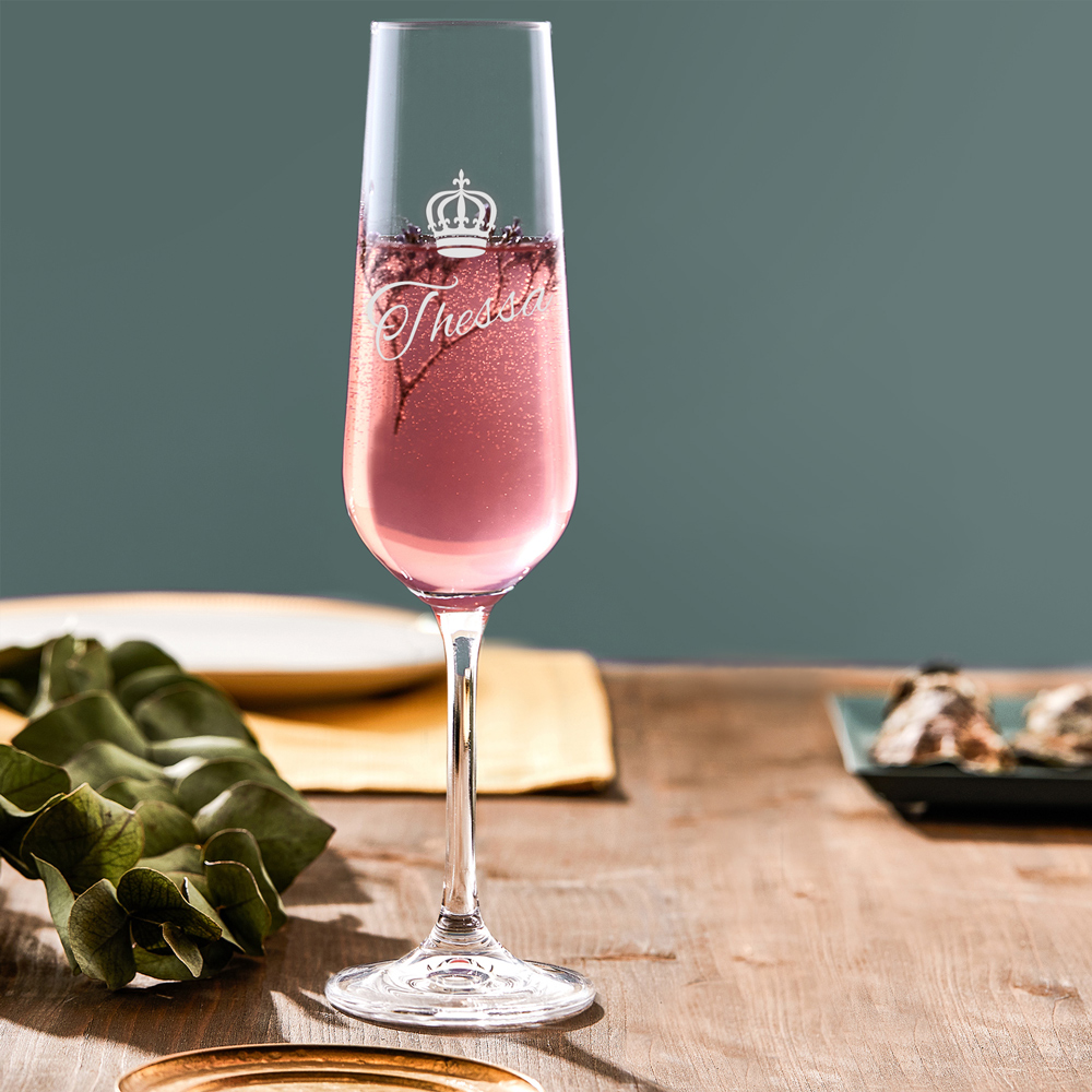 Sektglas mit Gravur - Königin Krone