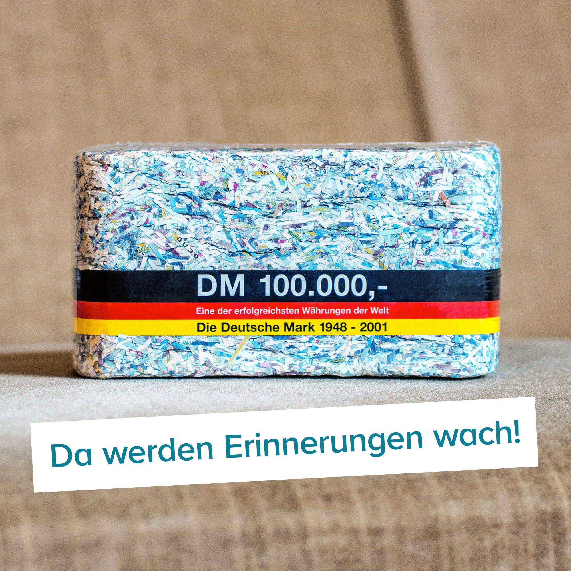 100.000 DM - Geschreddertes Geld als Brikett 4007 - 12