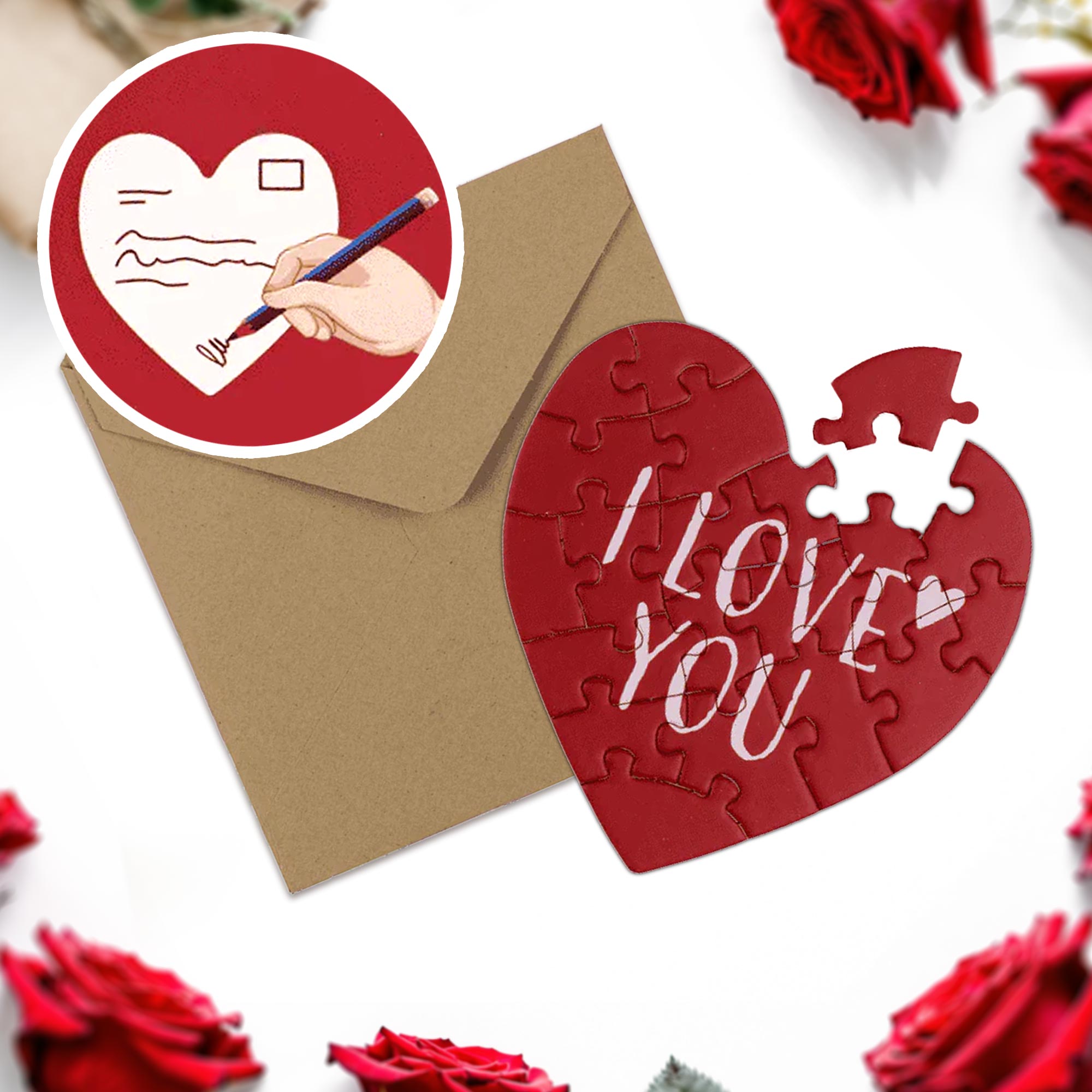 2in1 Geschenkkarte I love you & Herz Puzzle - Herz - für personalisierte Geschenke
