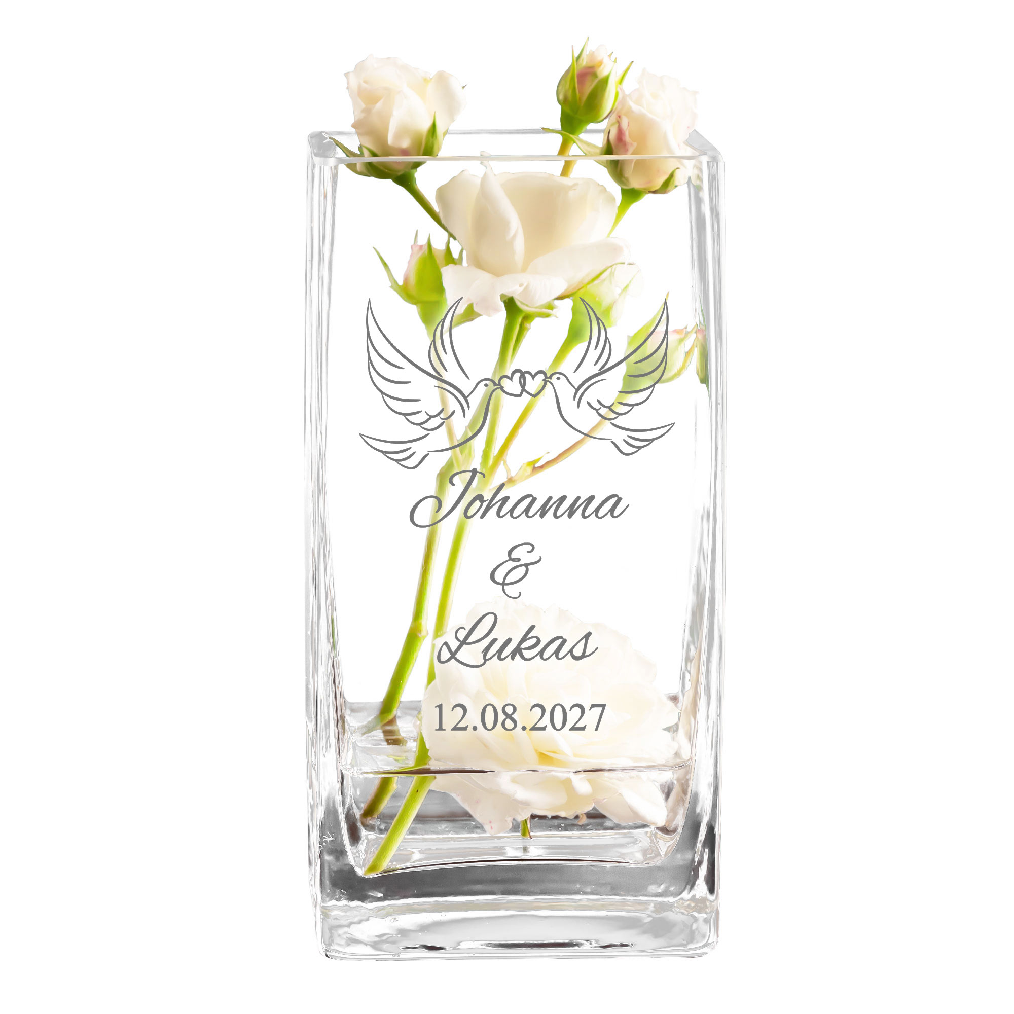 Vase Liebestauben - personalisiert Vase Liebestauben - personalisiert