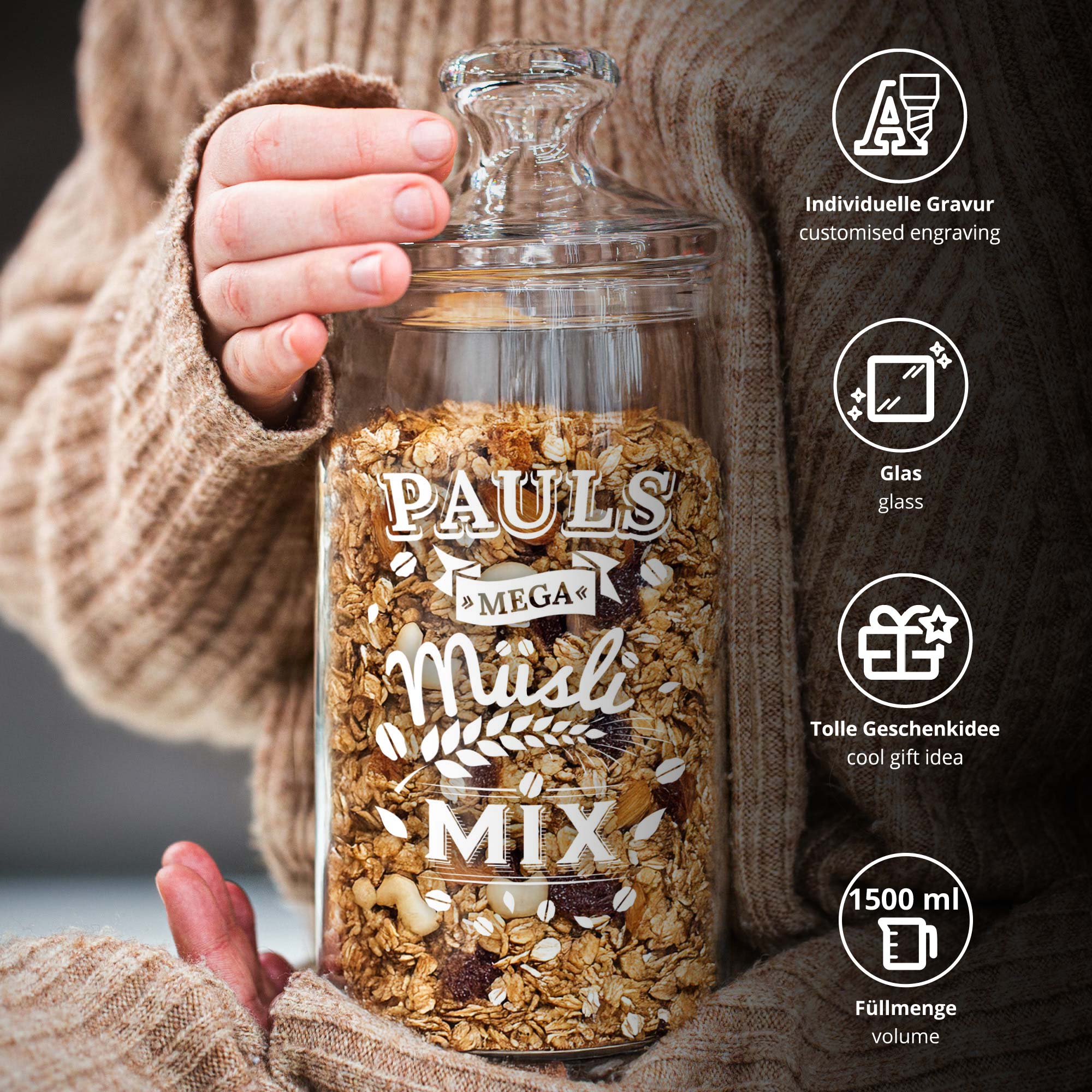 Müsli Vorratsglas mit Gravur
