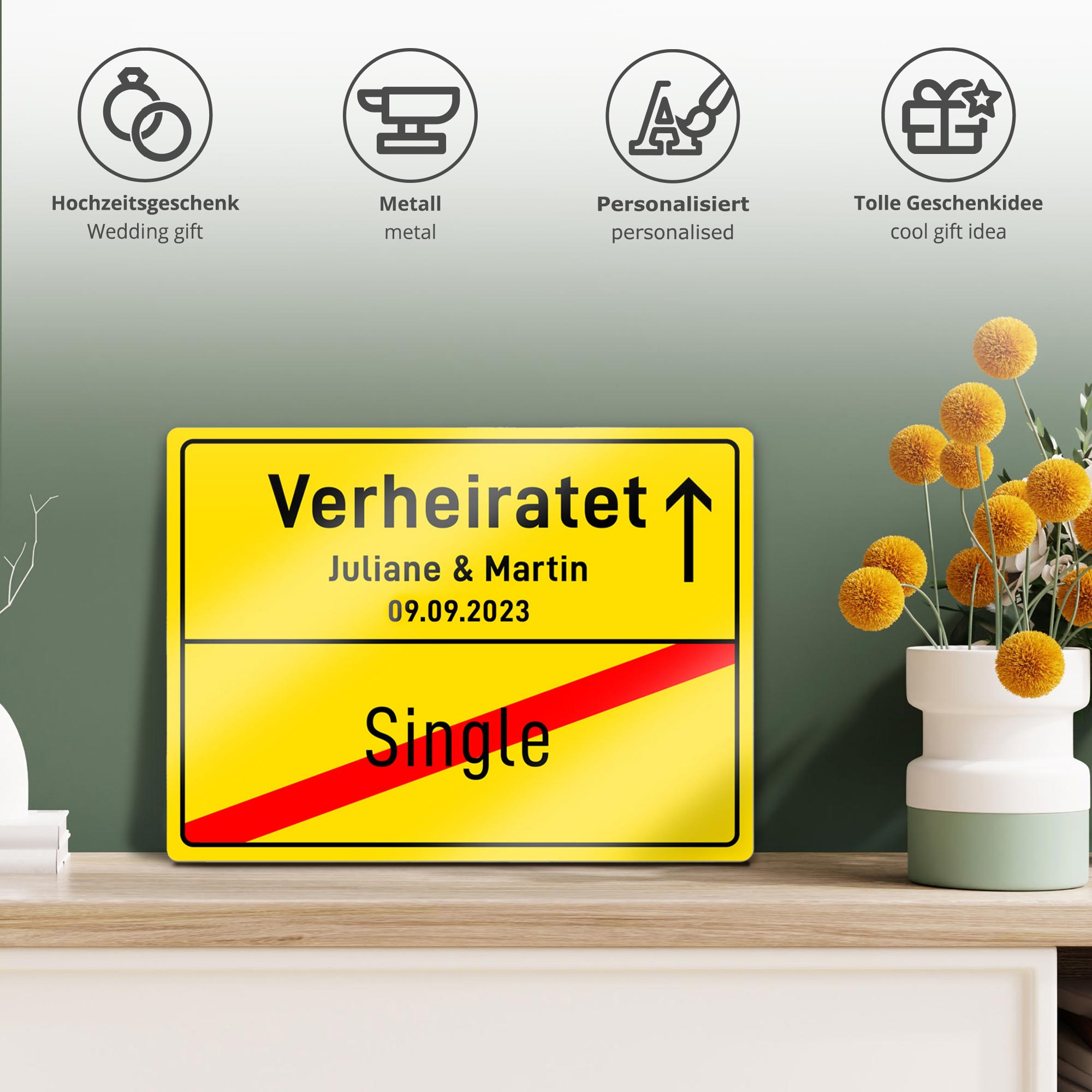 Personalisiertes Ortsschild - Verheiratet