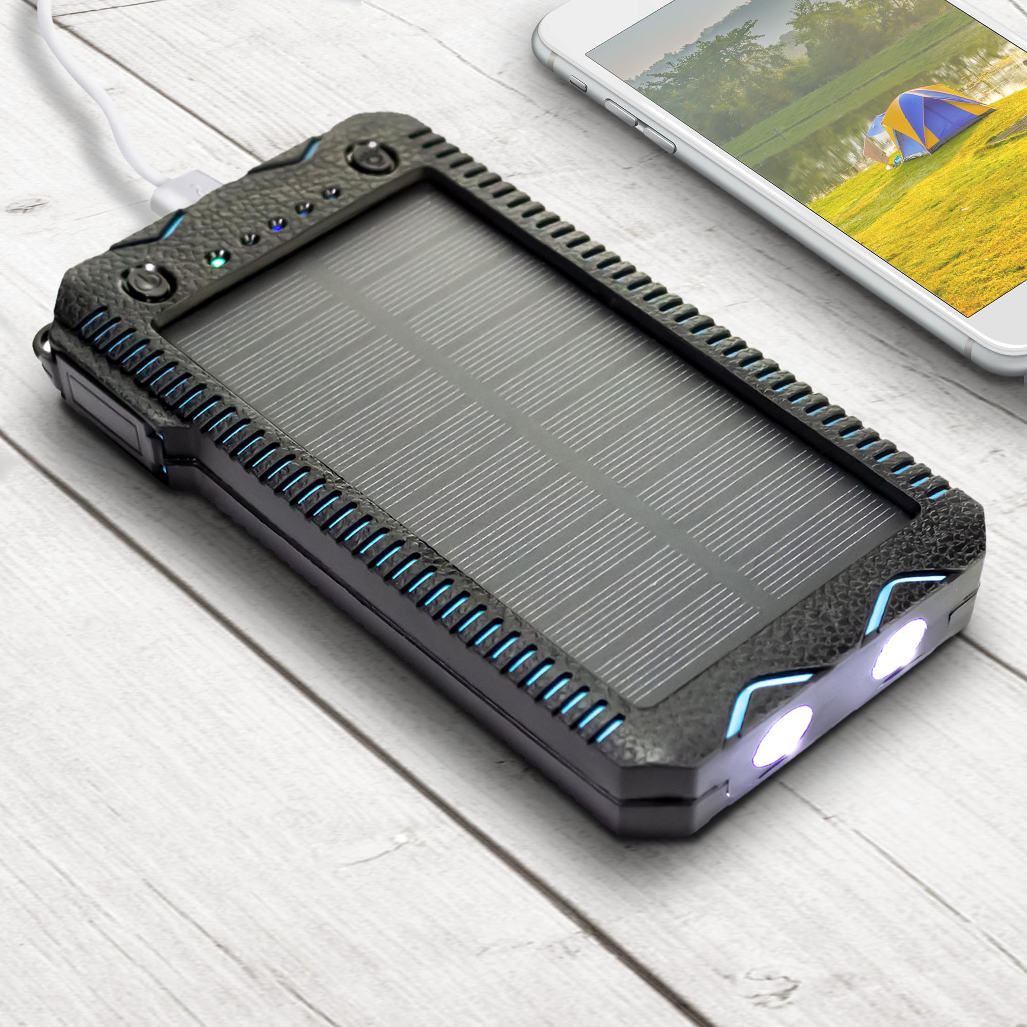 Solar Powerbank mit Taschenlampe