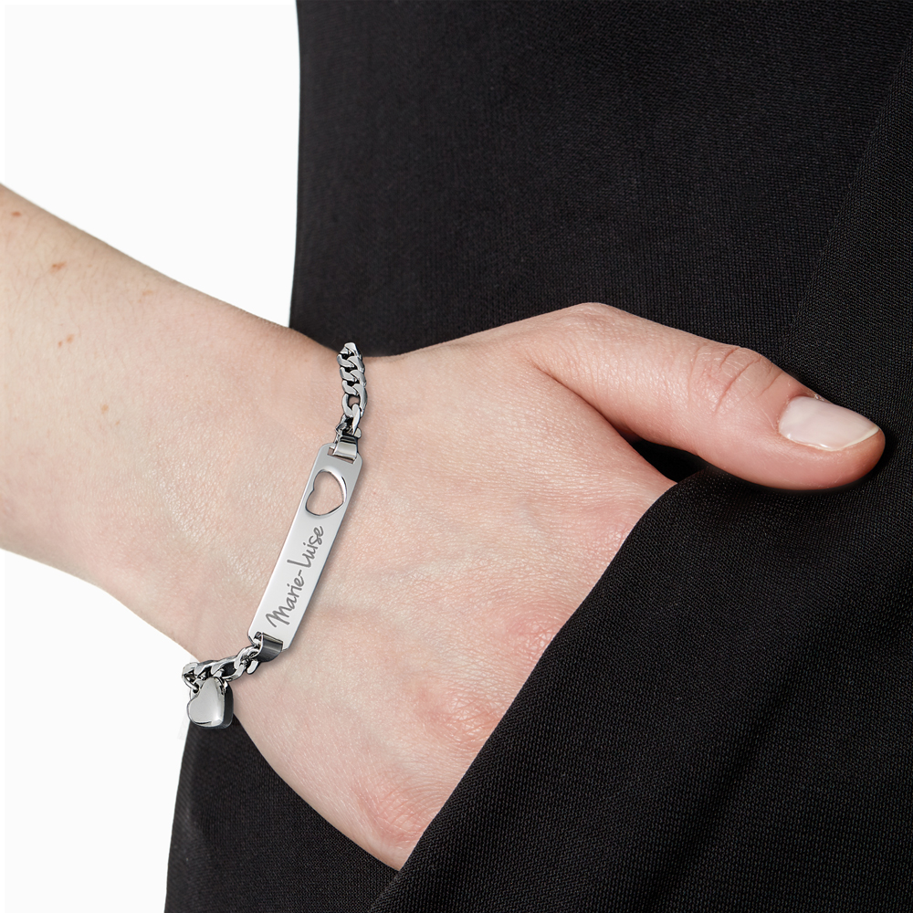 Armband mit Herzstanze Silber - Namensgravur 3426 - 6