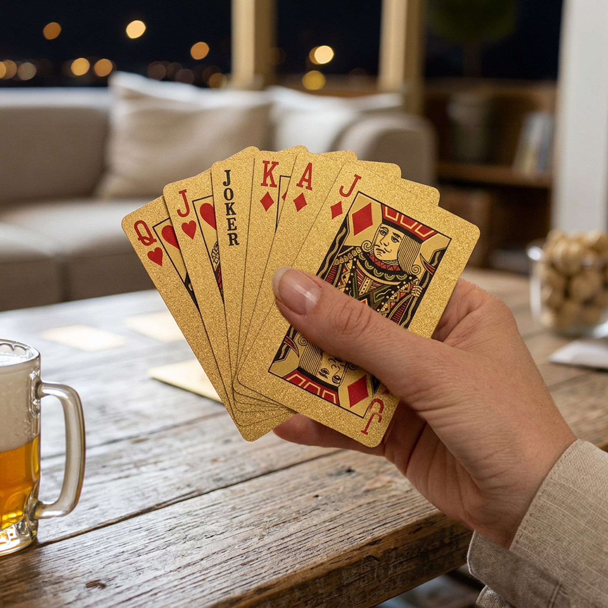 Goldene Spielkarten Deluxe in edler Verpackung