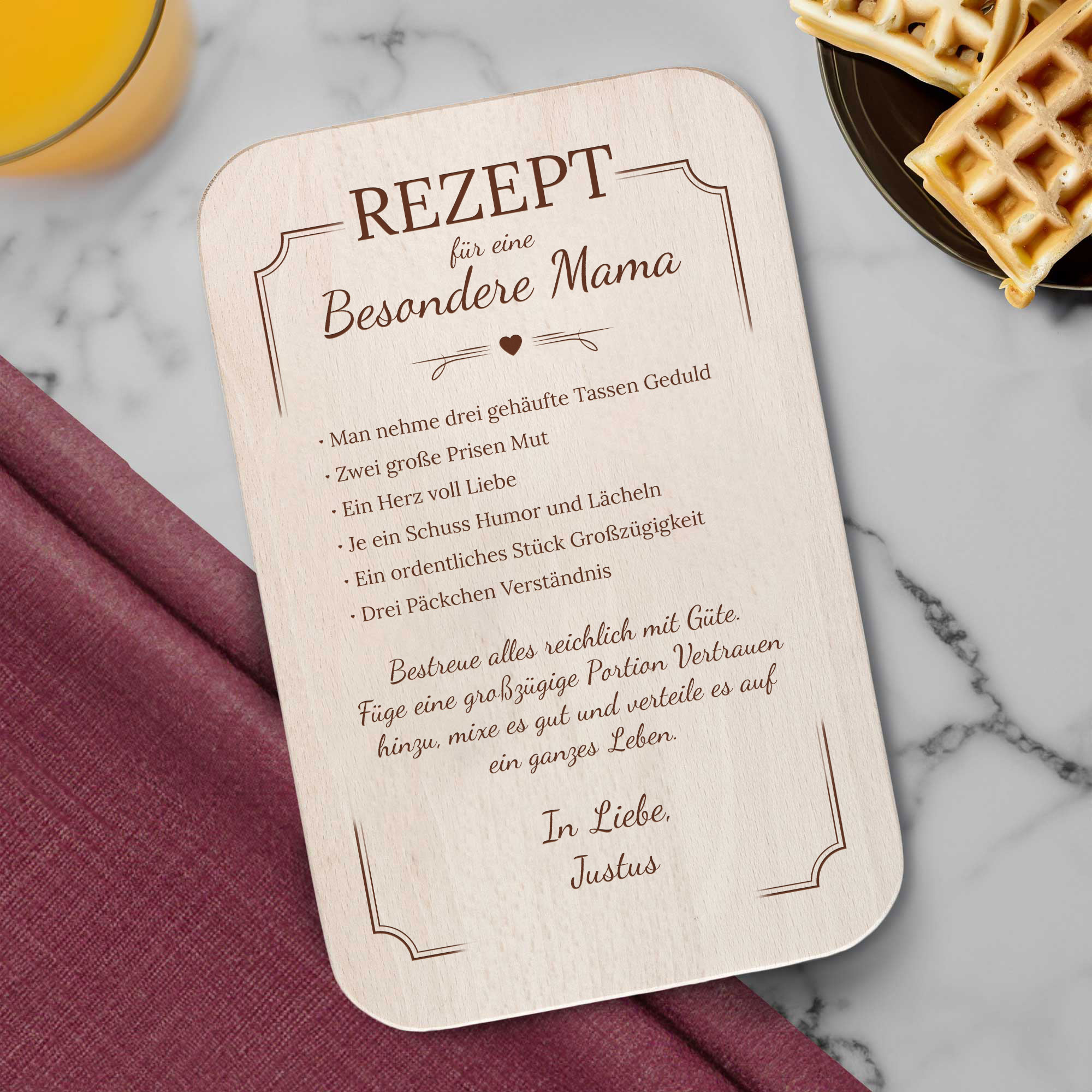 Graviertes Frühstücksbrettchen - Mama Rezept