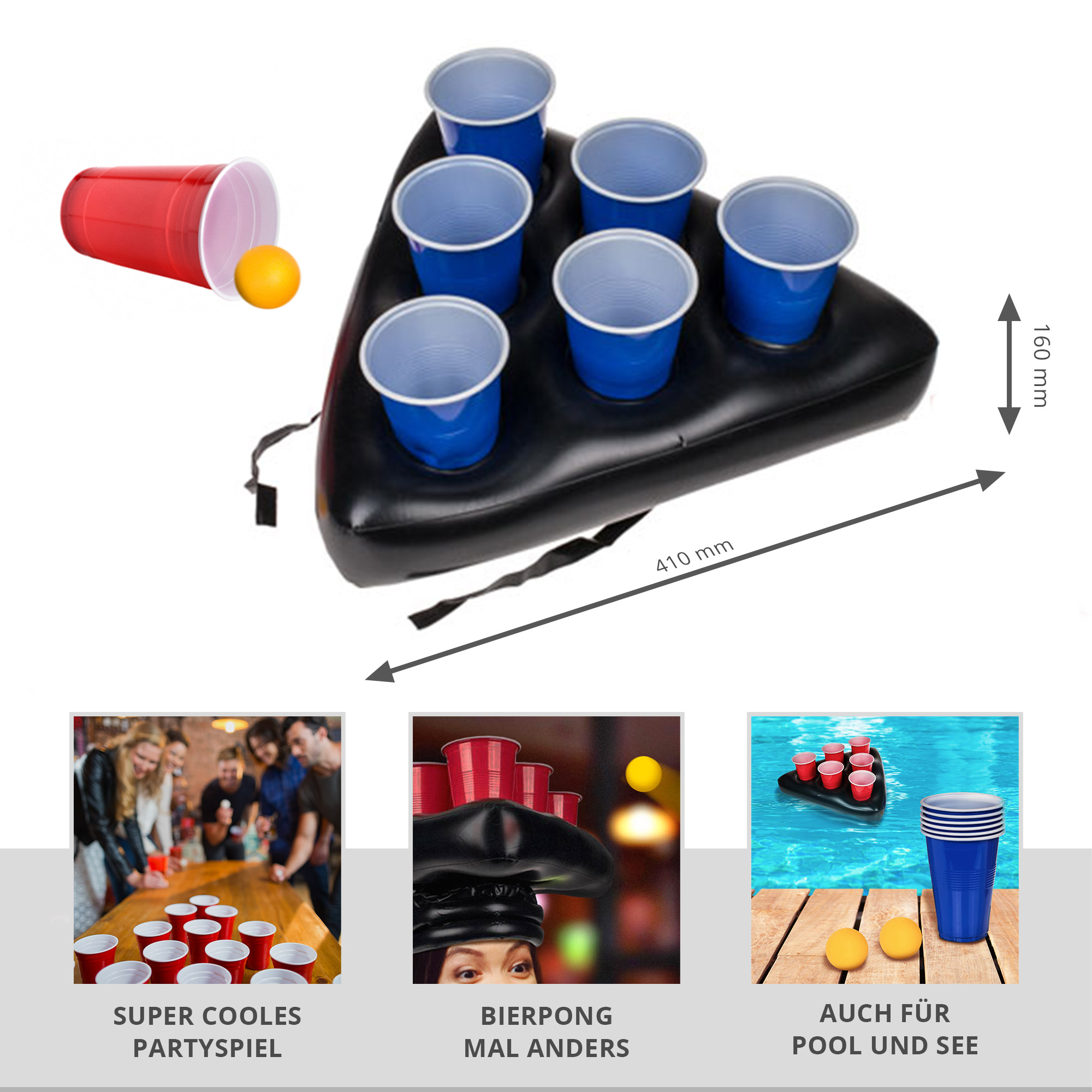 Aufblasbarer Bierpong Hut - Mini Beer Pong Set 3572 - 1