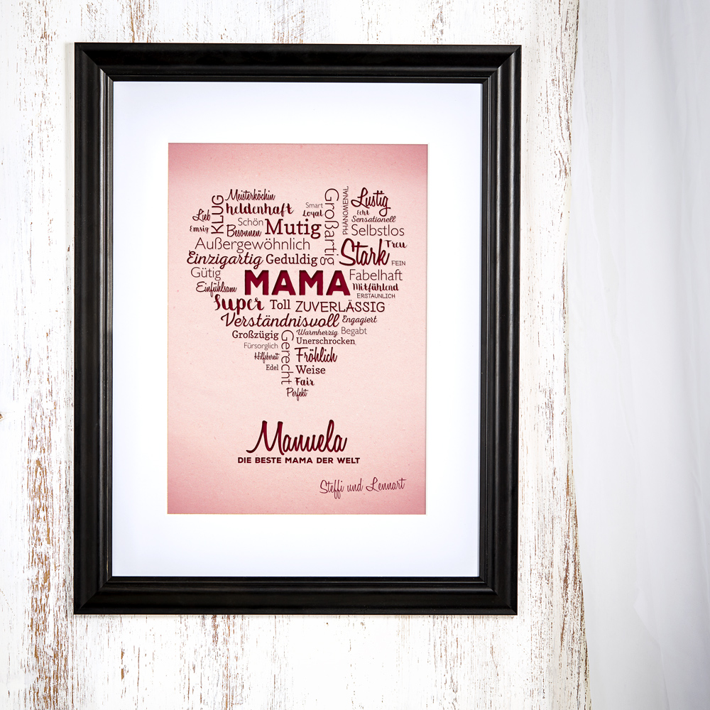 Herz aus Worten - personalisiertes Bild für Mama