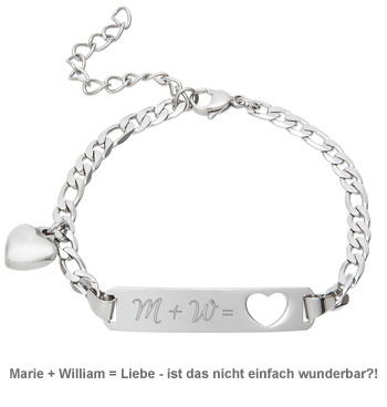 Armband mit Herzstanze Silber - Initialengravur 3427 - 2