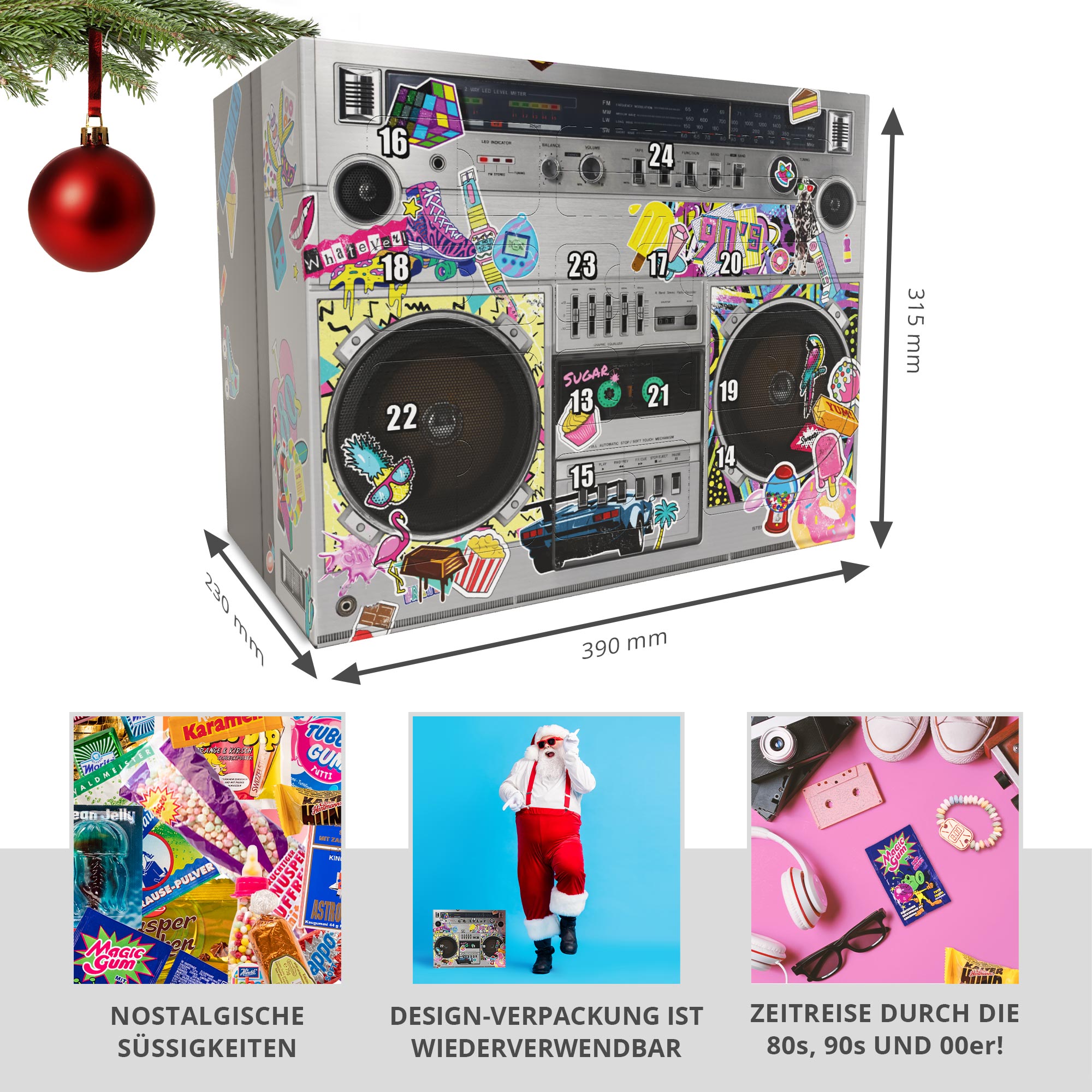 90er Süßigkeiten Adventskalender - Ghettoblaster 01-00009-EU-0000 - 1