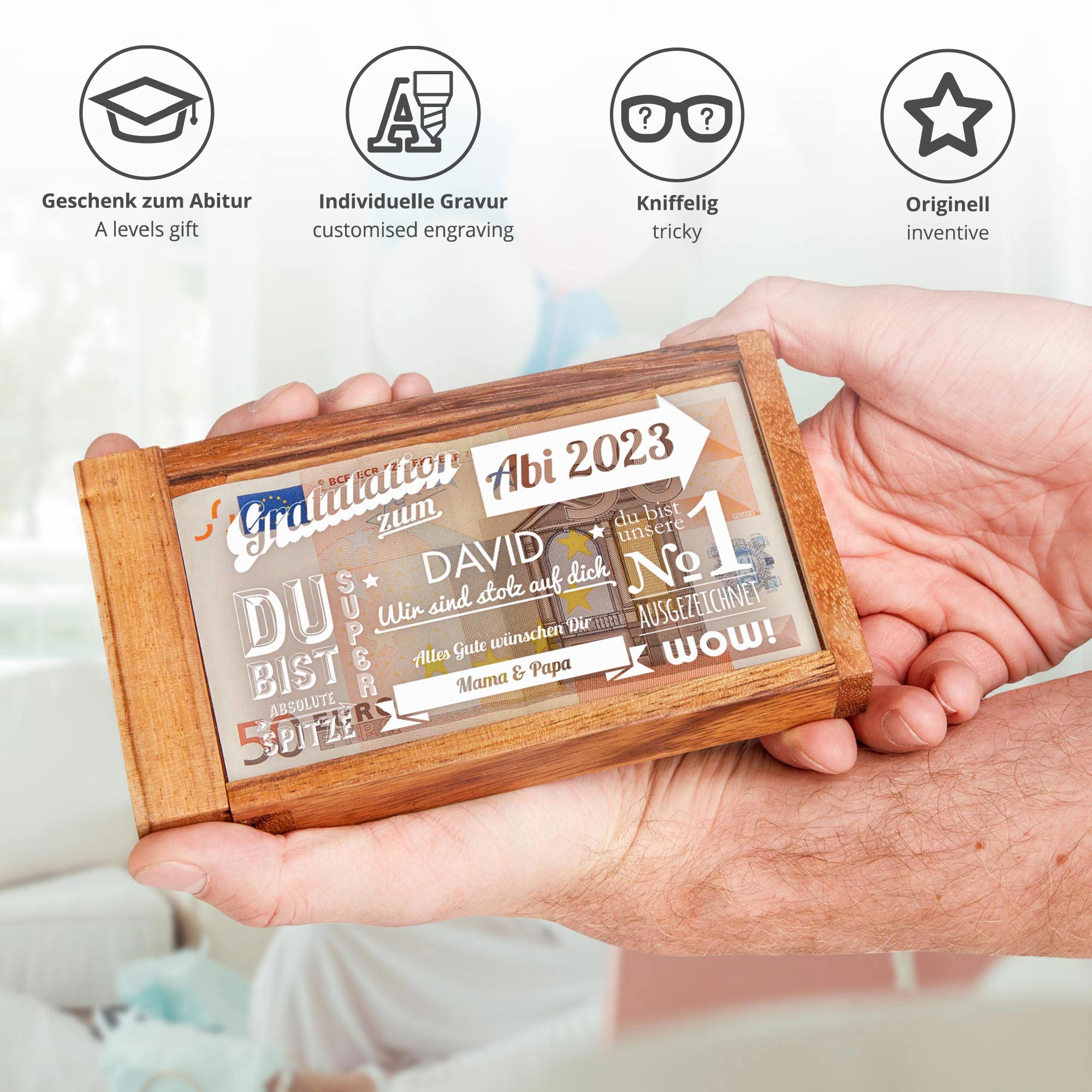 Magische Geldgeschenkbox zum Abitur - Collage