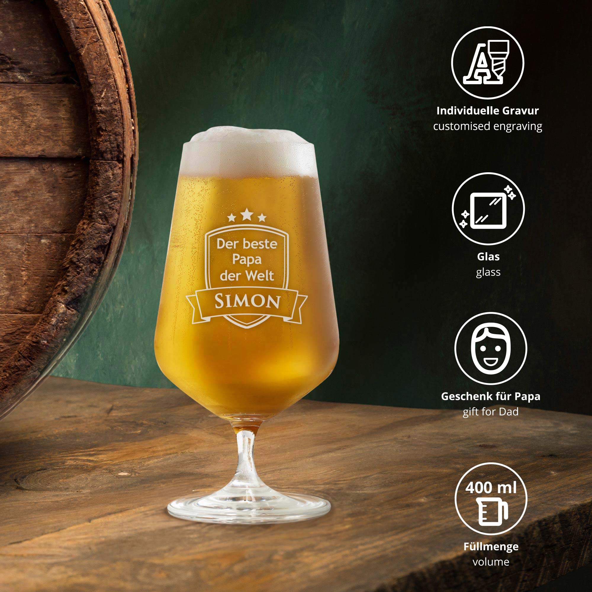 Bierglas mit Gravur - Bester Papa