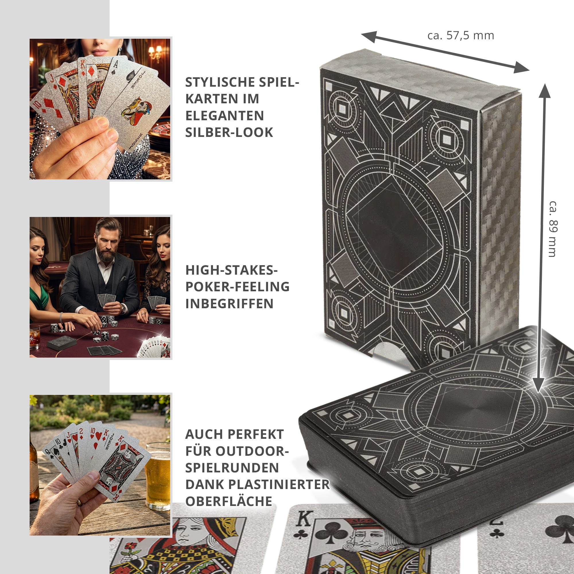 Silberne Spielkarten Deluxe in edler Verpackung