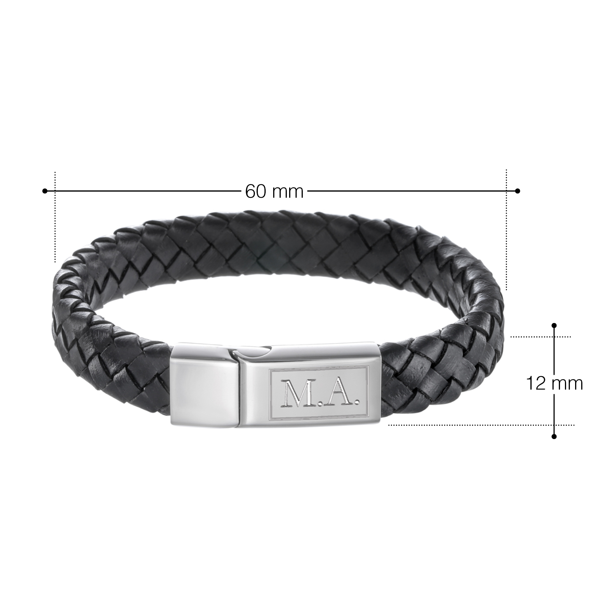 Lederarmband geflochten - Initialen Gravur