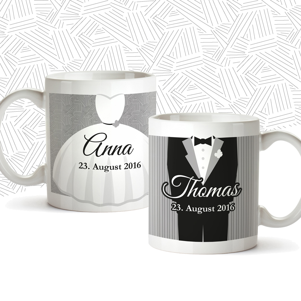 Personalisiertes Tassen Paar zur Hochzeit - Klassisch 2489