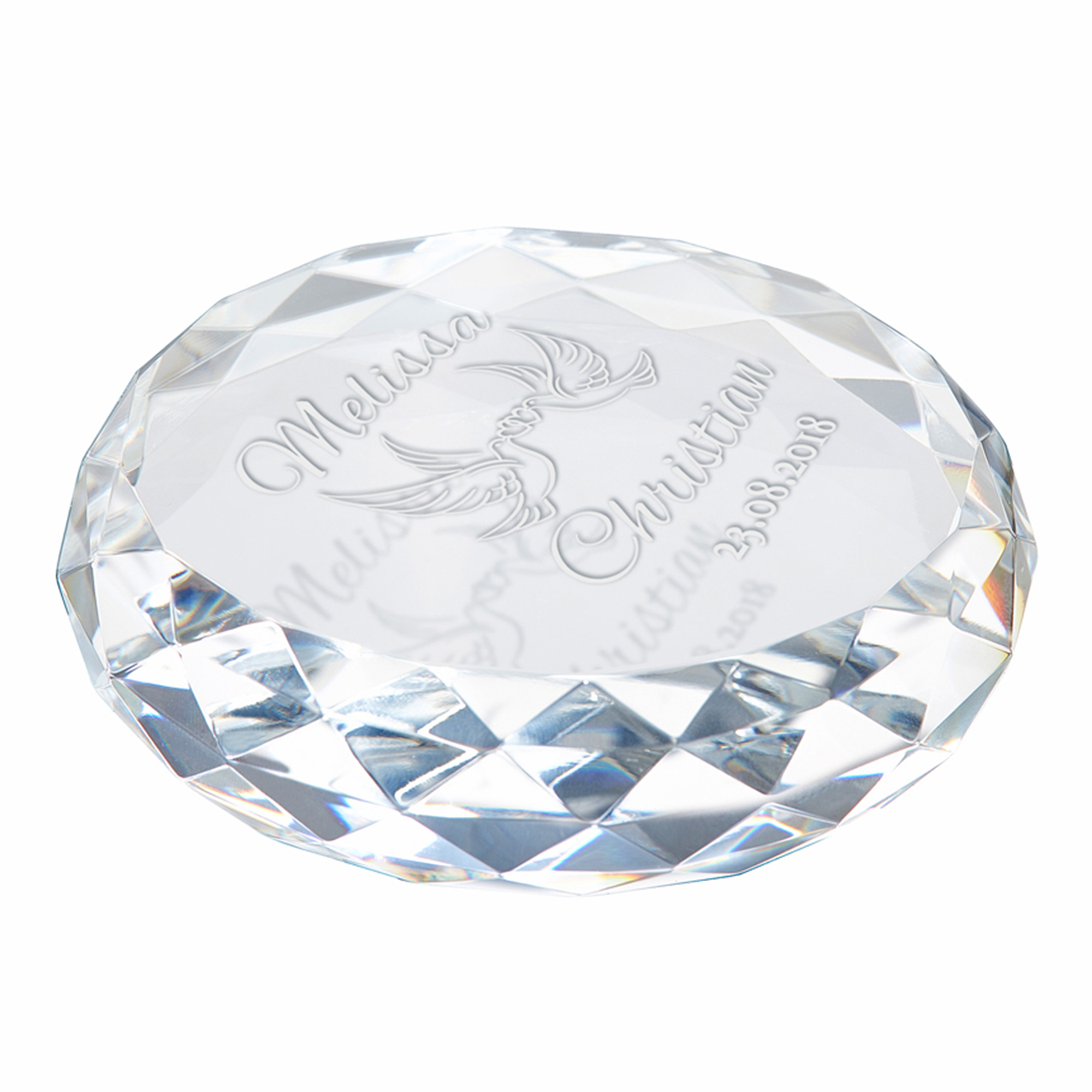 Kristall mit Gravur zur Hochzeit - Liebestauben 4167 - 4