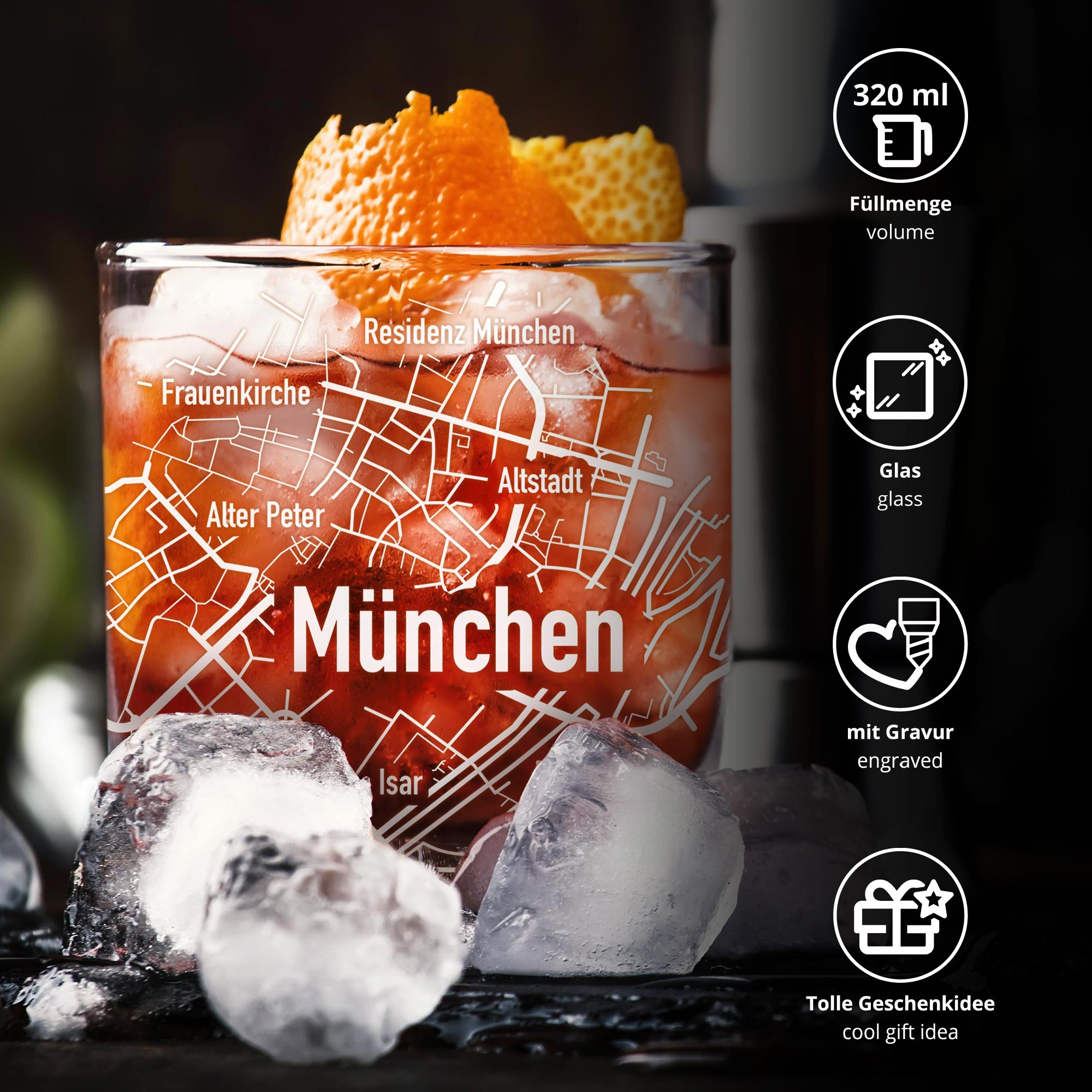 Whiskyglas - Stadtplan - München - Standard