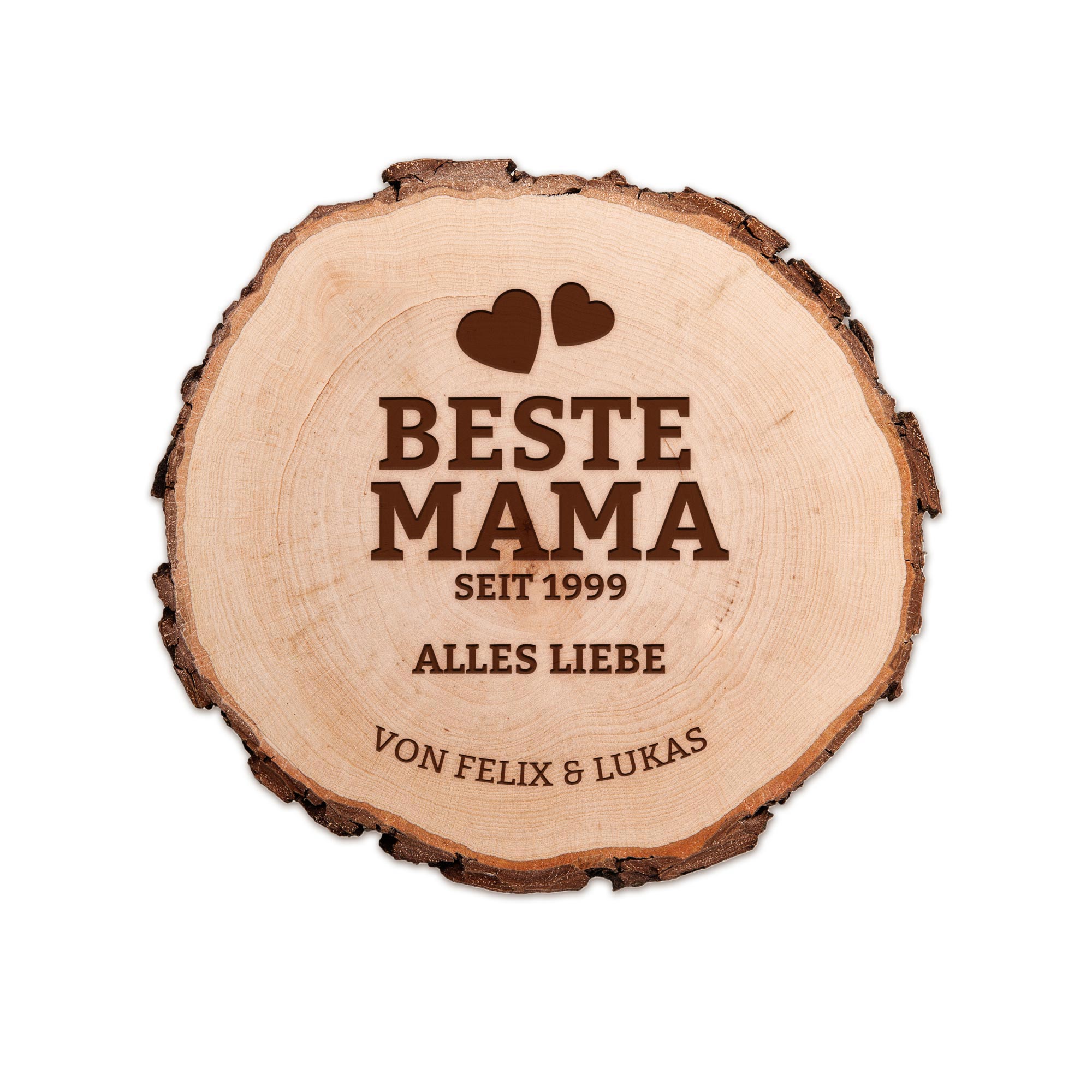 Baumscheibe mit Gravur - Beste Mama von Herzen