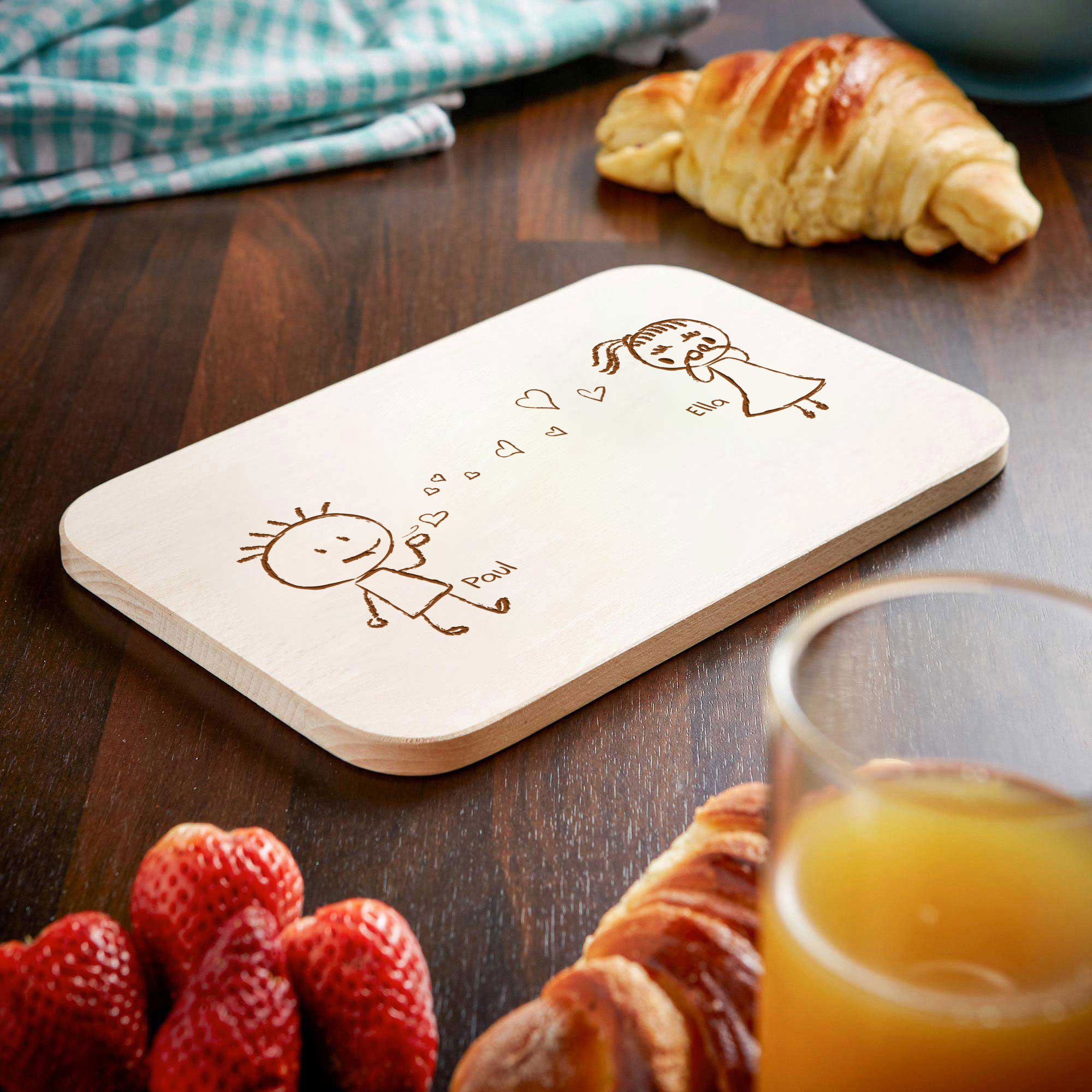 Frühstücksbrettchen mit Gravur - Liebespaar