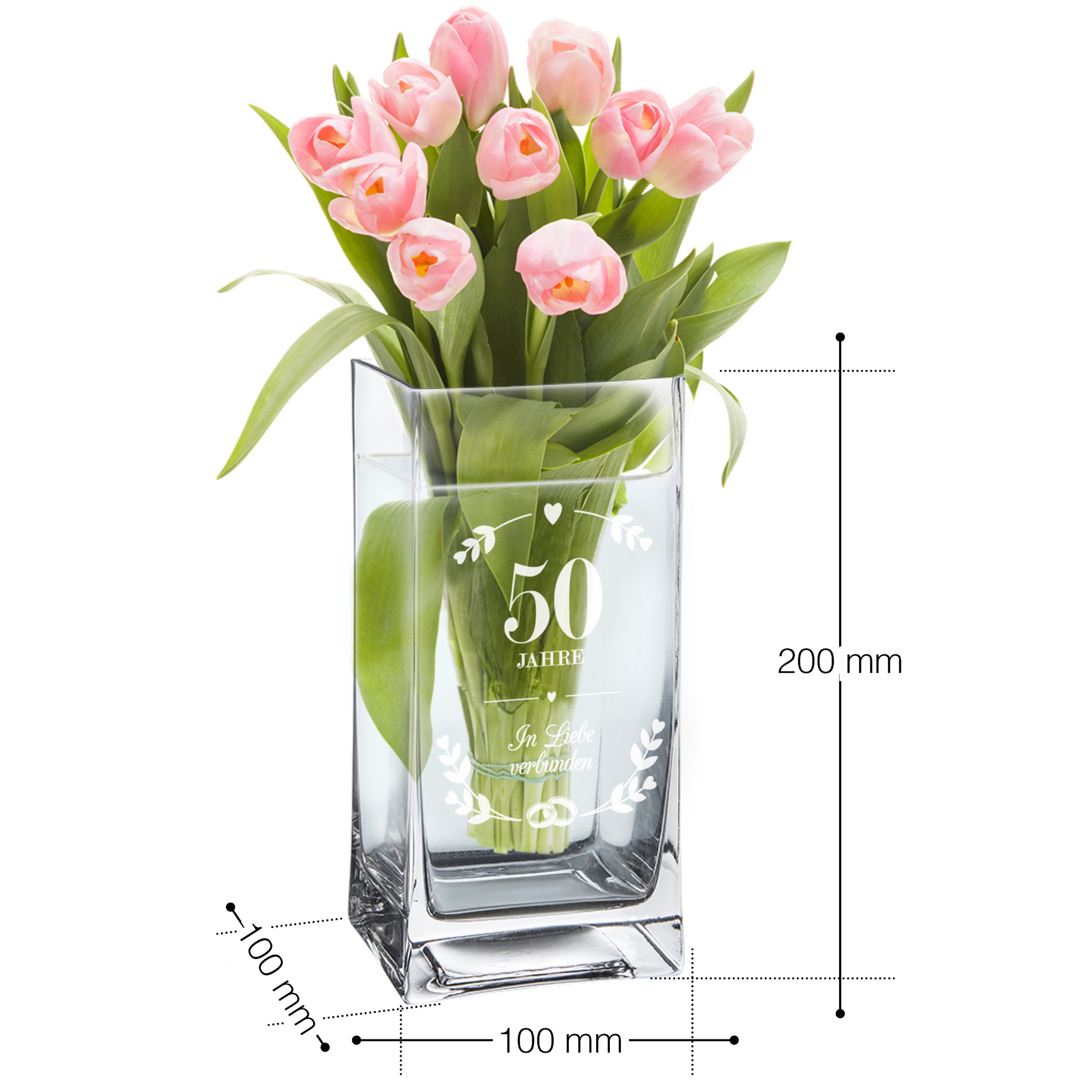 Eckige Vase - Goldene Hochzeit 0006-0019-88-AZ - 4