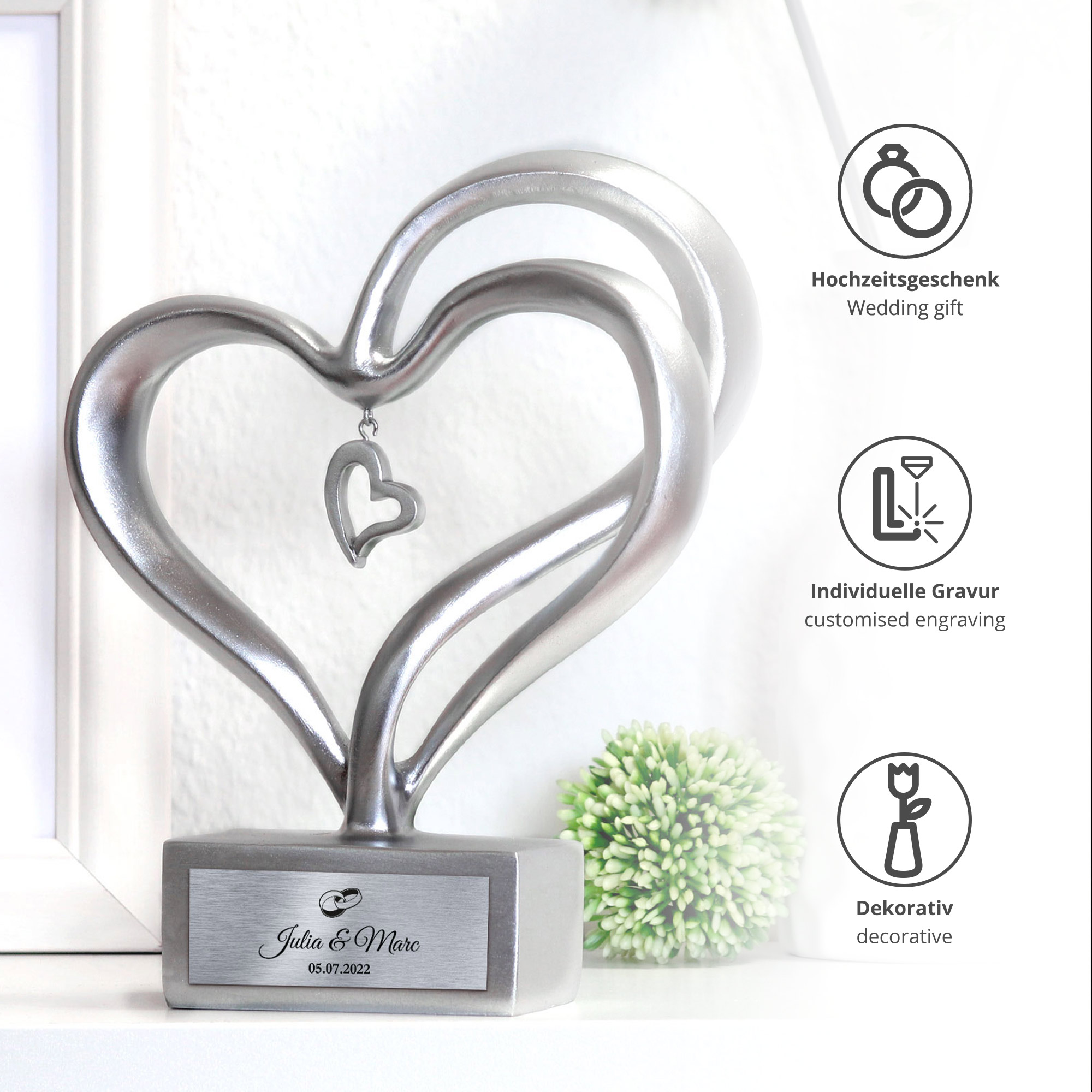 Silber Herz Skulptur - Hochzeit 0021-0009-EU-0001 - 3