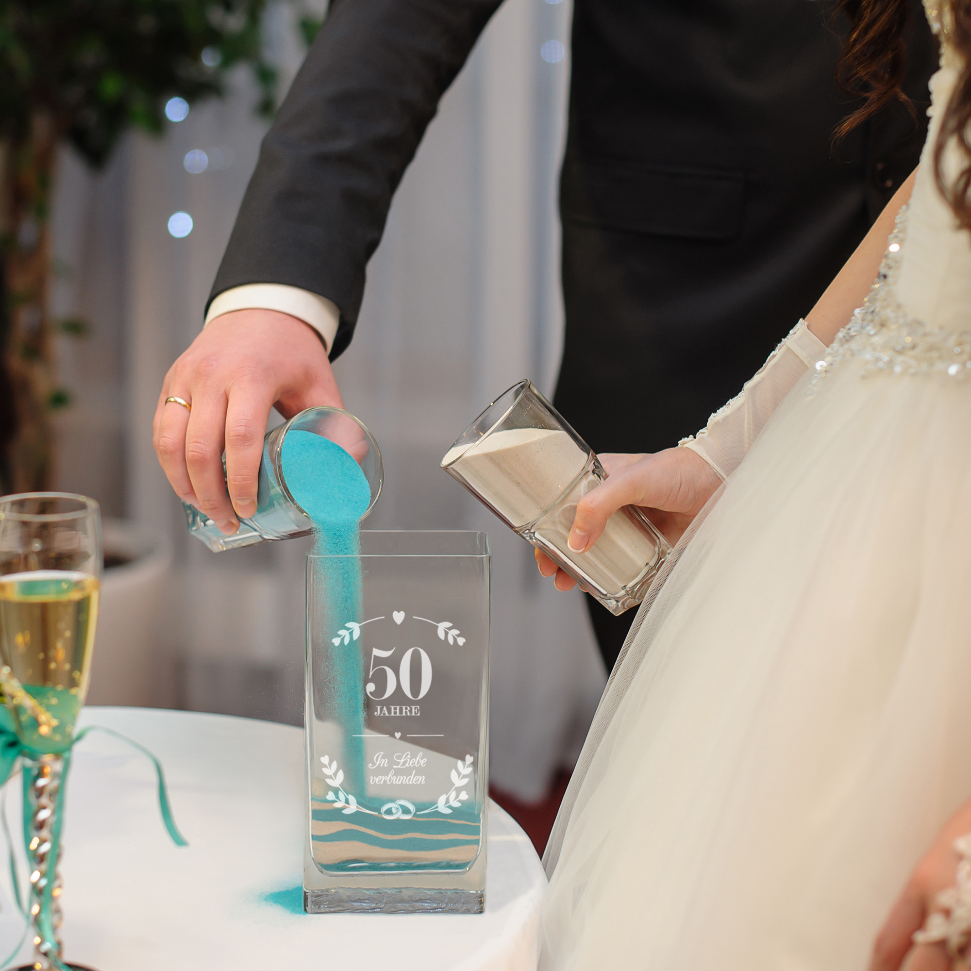 Eckige Vase - Goldene Hochzeit 0006-0019-88-AZ - 3