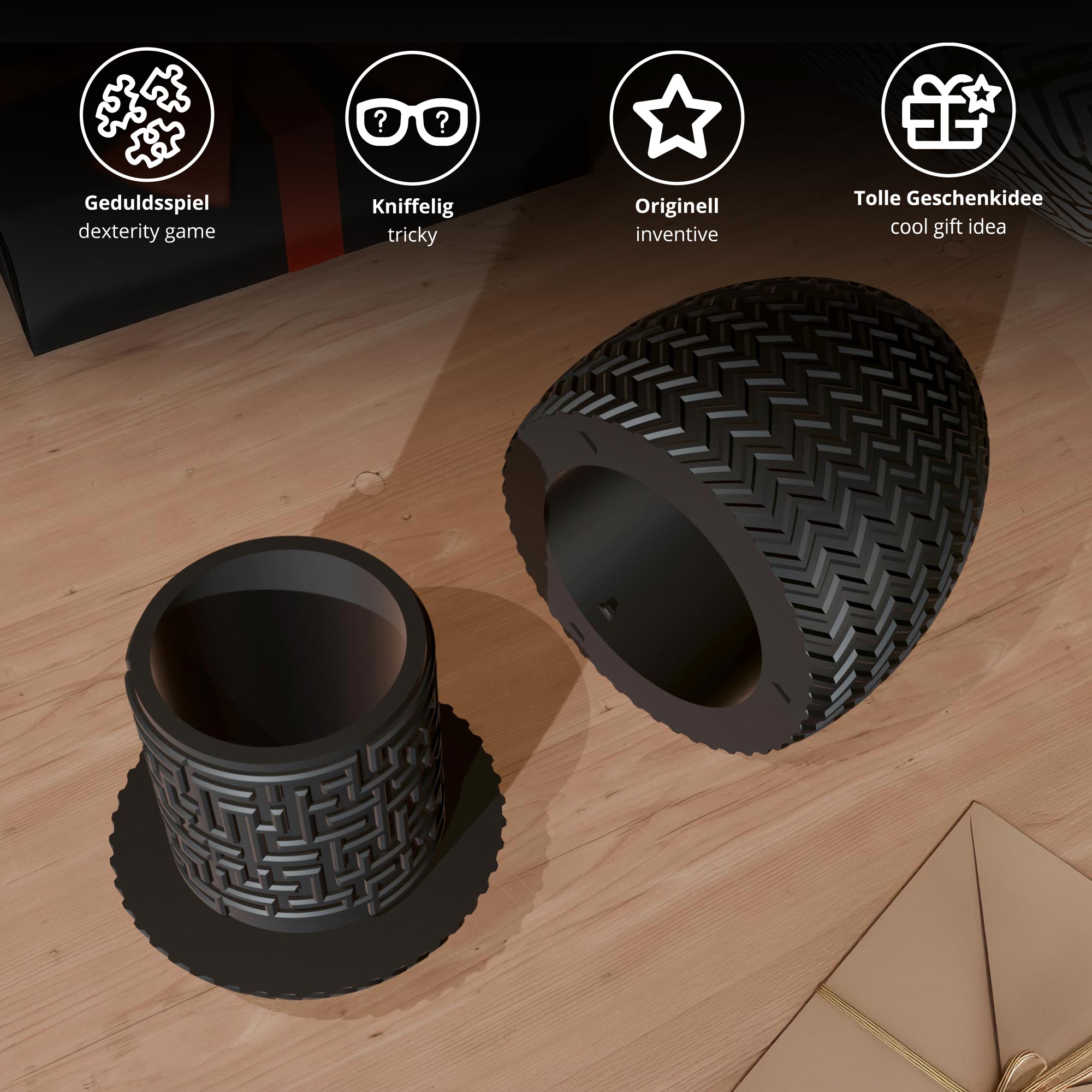 Labyrinthbox Ei – Geschenkverpackung für Geld & Gutscheine - Schwarz Labyrinthbox Ei – Geschenkverpackung für Geld & Gutscheine - Schwarz
