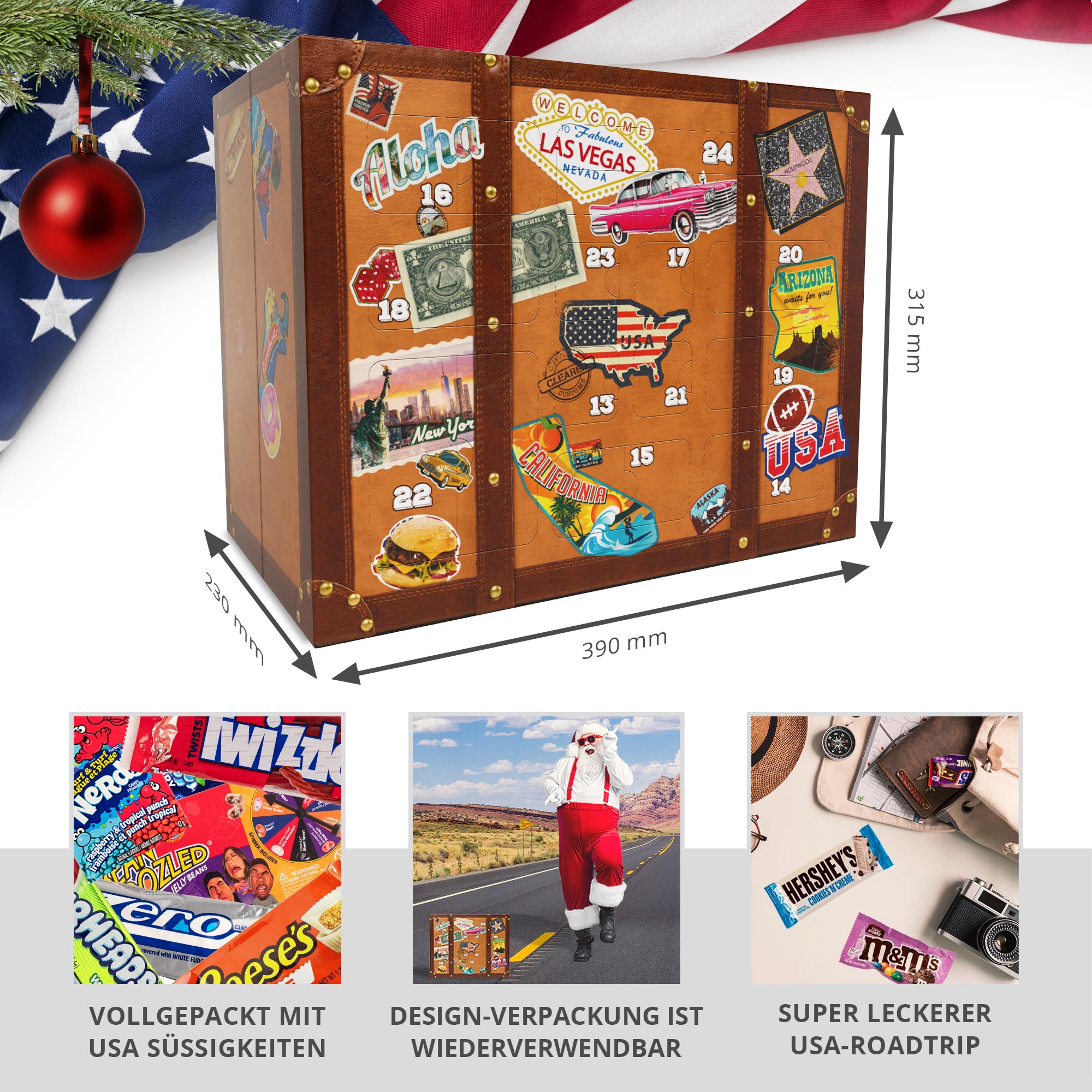 USA Süßigkeiten Adventskalender - Reisekoffer 01-00010-EU-0000 - 1