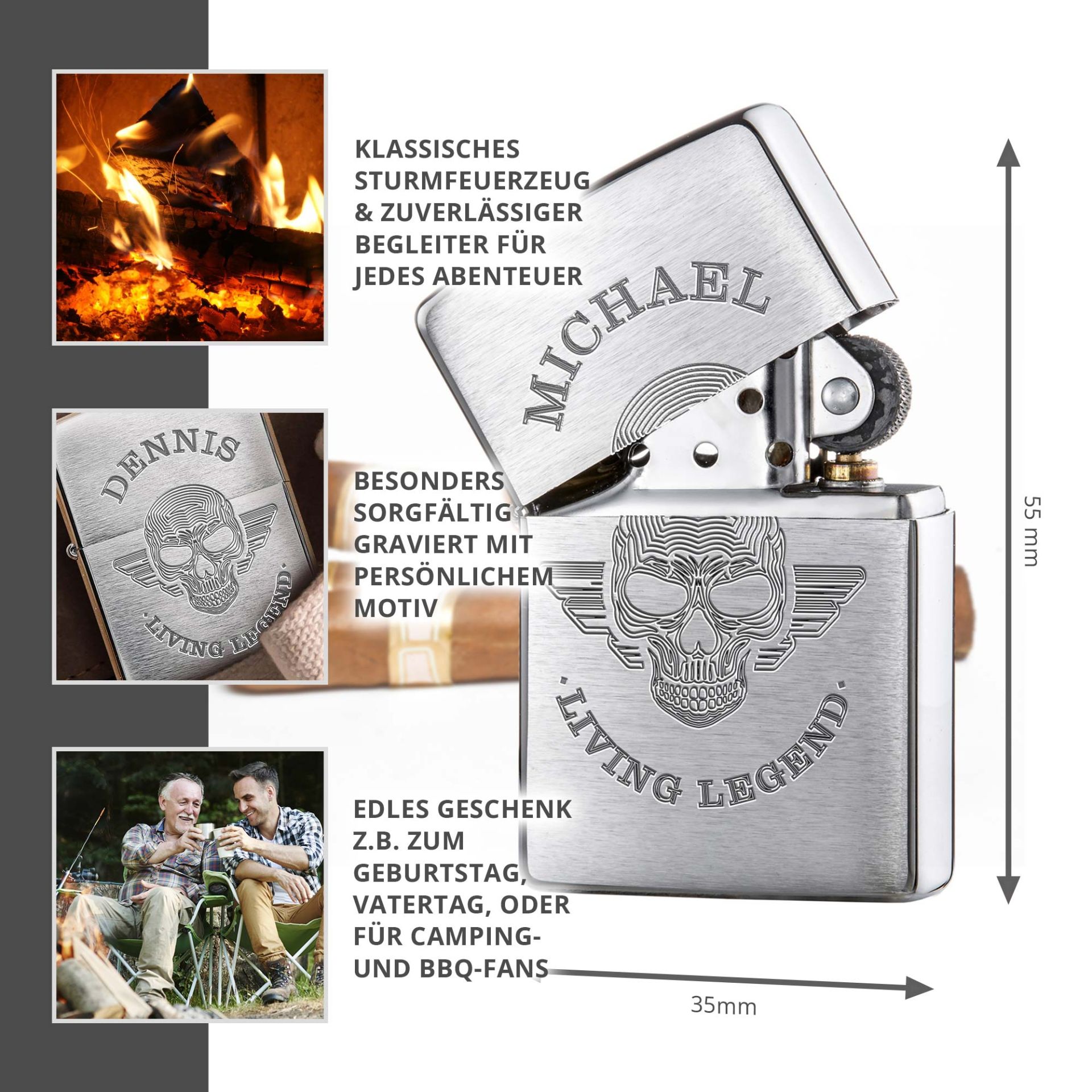Zippo Sturmfeuerzeug mit Gravur Living Legend
