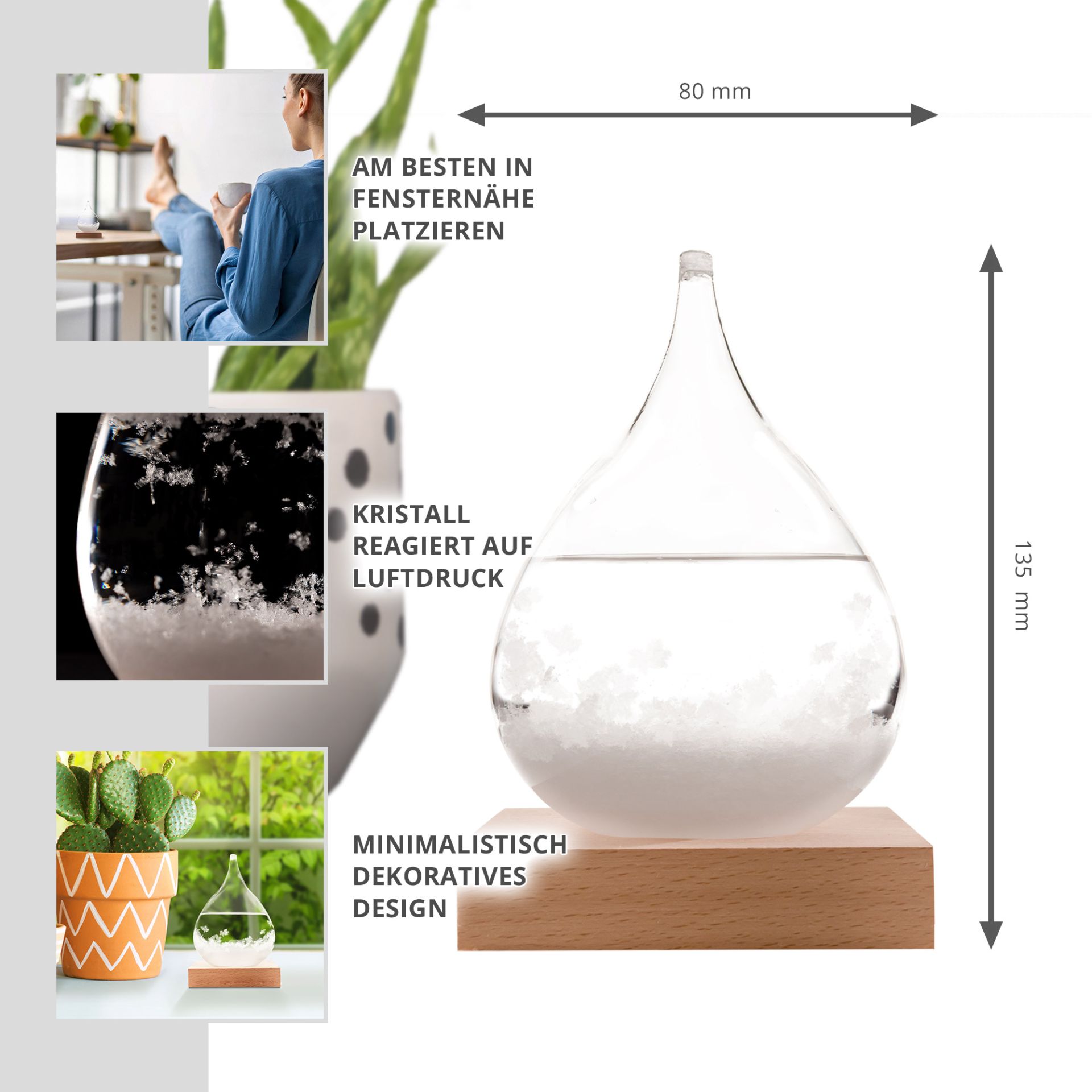 Sturmglas Wettervorhersage – Dekorative Glasflasche Mit Kristallisation, Geschenkidee
