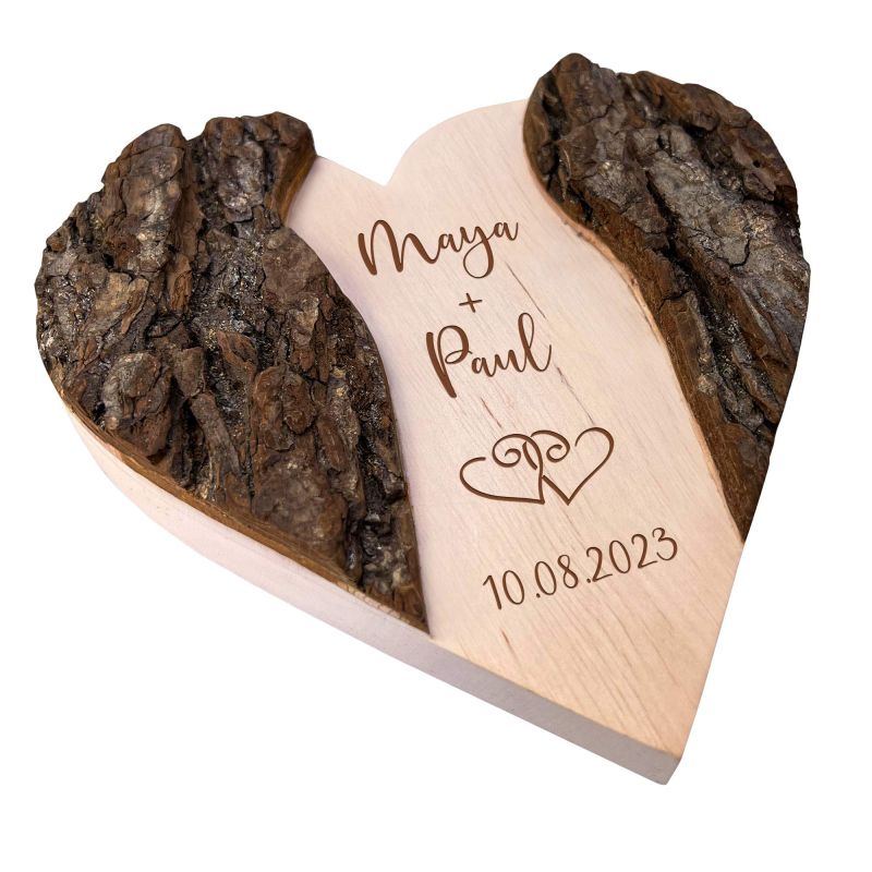 Personalisiertes Holzherz mit Gravur zur Hochzeit Herzen